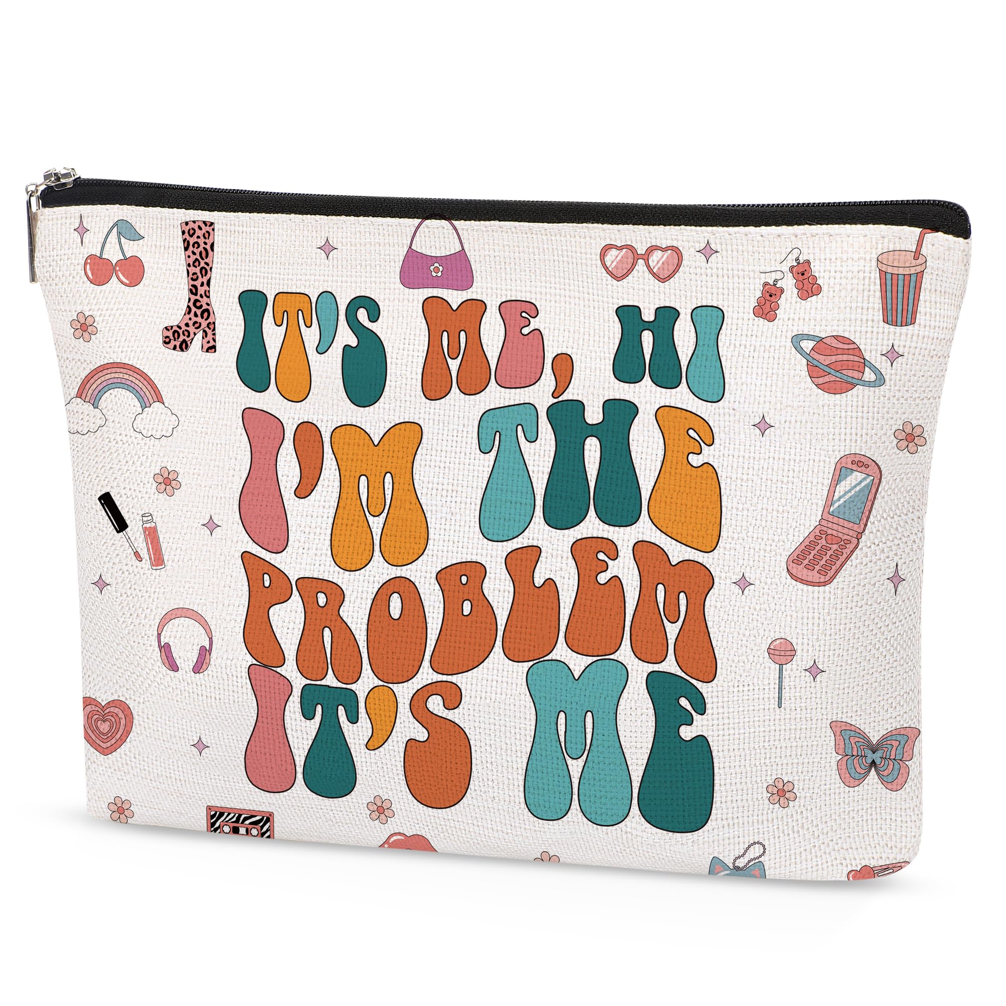 TS Makeup Bag for Girls & Women - Cute Cosmetic Bag Gift for Taylor Swift Fans, Music Lovers - Perfect Birthday Present for Singer Fans (It's Me Hi I'm the Problem) - Great for Travel, School & Concert Essentials