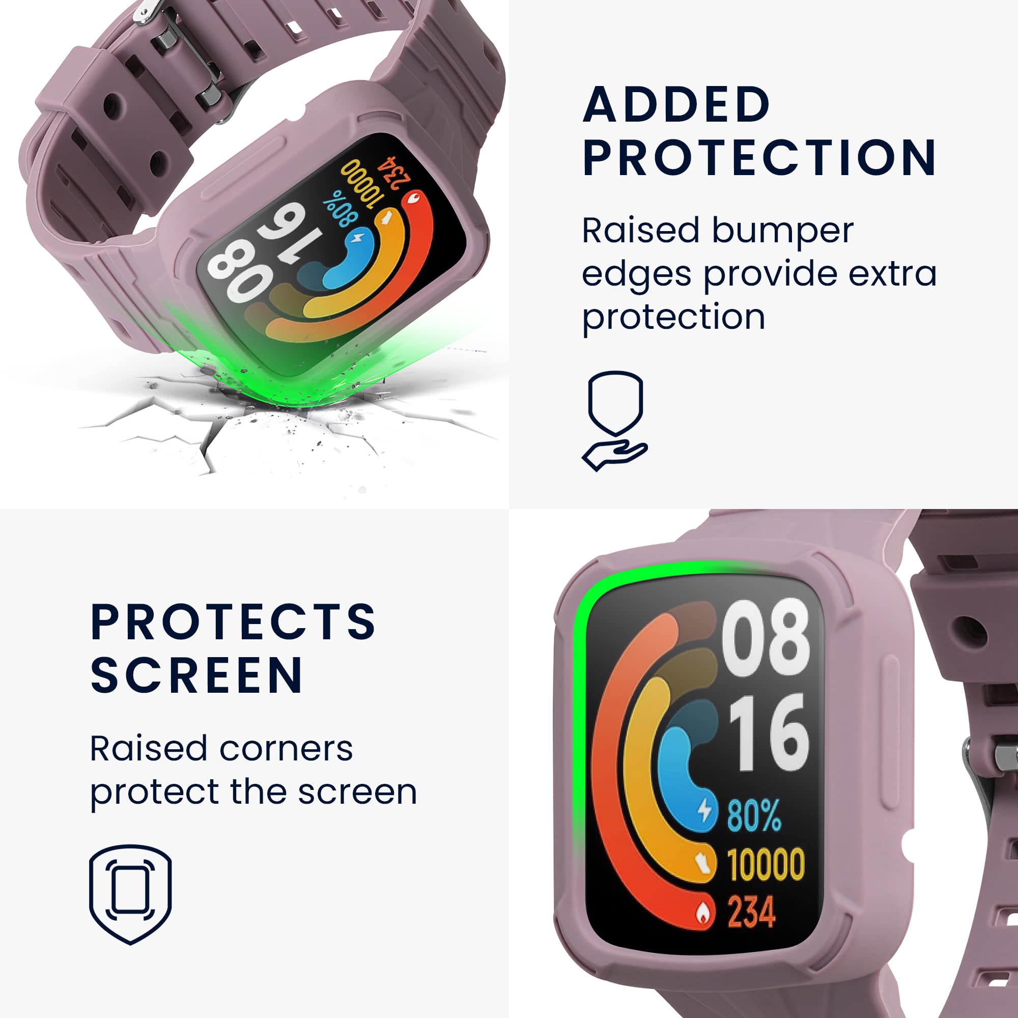 kwmobile Purple Cloud Silicone Watch Band - Compatible with Xiaomi Mi Watch Lite & Redmi Watch - Modern Waterproof Adjustable Durable Strap for Sports, Running, Swimming & Daily Wear