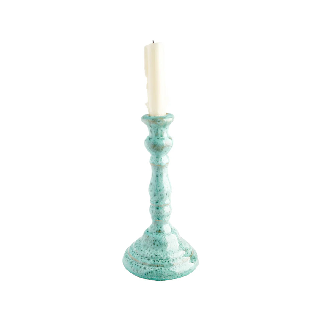 Seafoam Green Louis Candlestick Holder - Small Vintage-Style Decorative Candle Holder for Home Decor, Wedding Centerpieces, and Romantic Dinner Settings