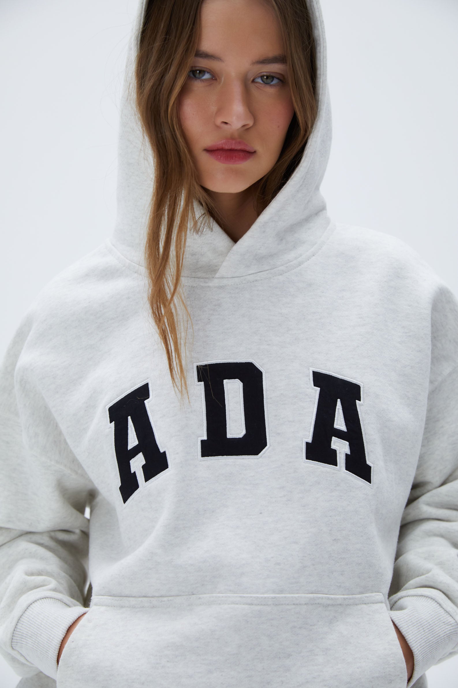 ADA Oversized Hoodie - Light Grey Melange | Cozy Unisex Sweatshirt for Streetwear & Loungewear | Perfect for Casual Outfits & Relaxing at Home