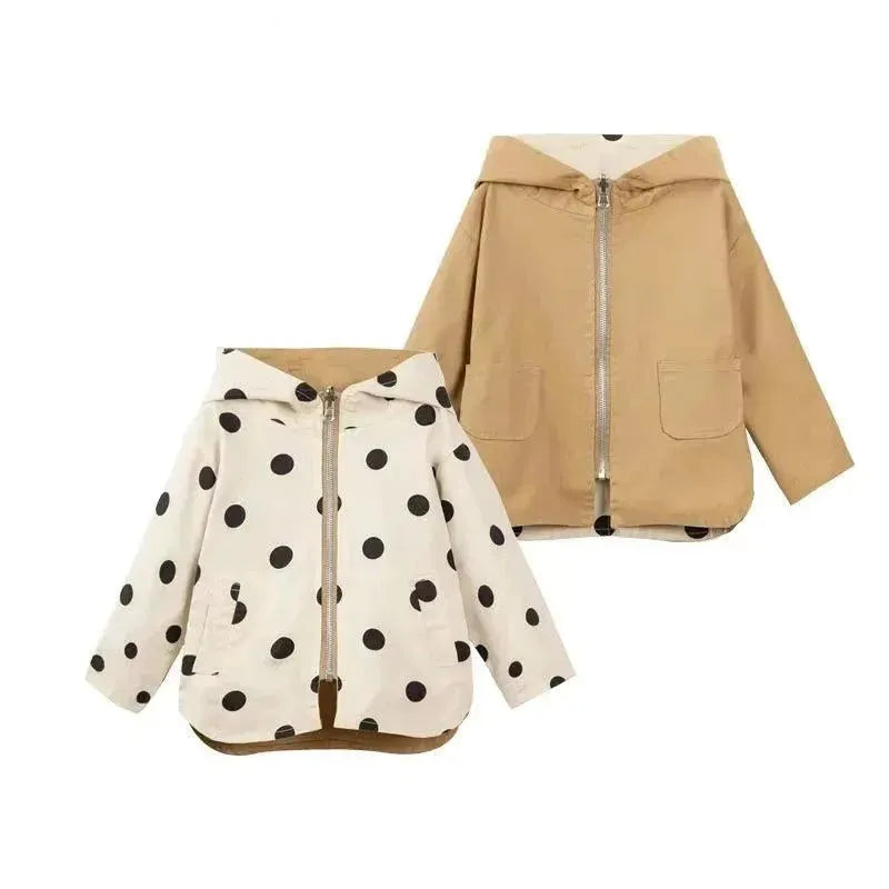 Stylish Polka Dot Kids Jacket for Boys & Girls - Waterproof Windbreaker for Outdoor Play, School & Cold Weather