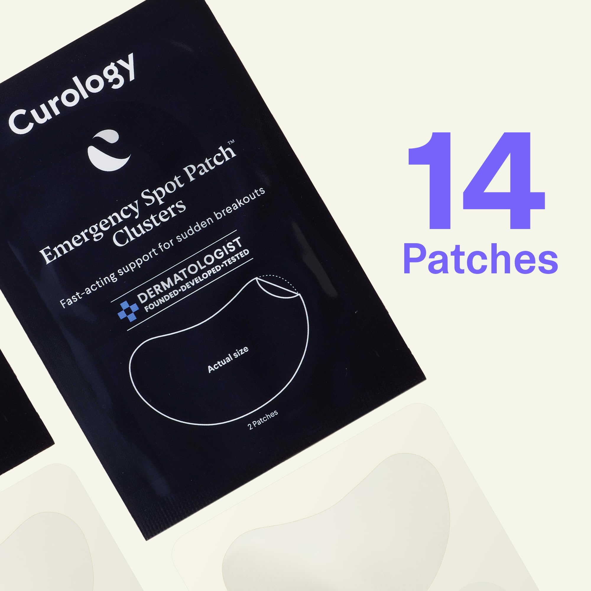 Curology Emergency Spot Patch Clusters - Fast Acting Hydrocolloid Pimple Patches for Face, Oil Absorbing Acne Treatment (14 Count) - Perfect for Overnight Breakout Relief & On-the-Go Skin Care