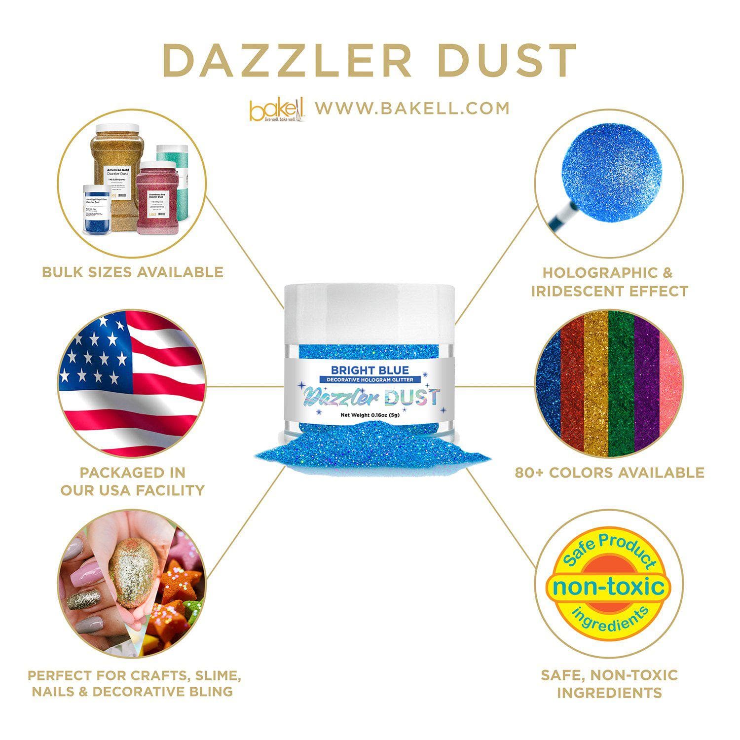 Dazzler Dust® Bright Blue Glitter for Crafts, DIY Decorations & Scrapbooking – Perfect for Art Projects, Party Decor, and Nail Art
