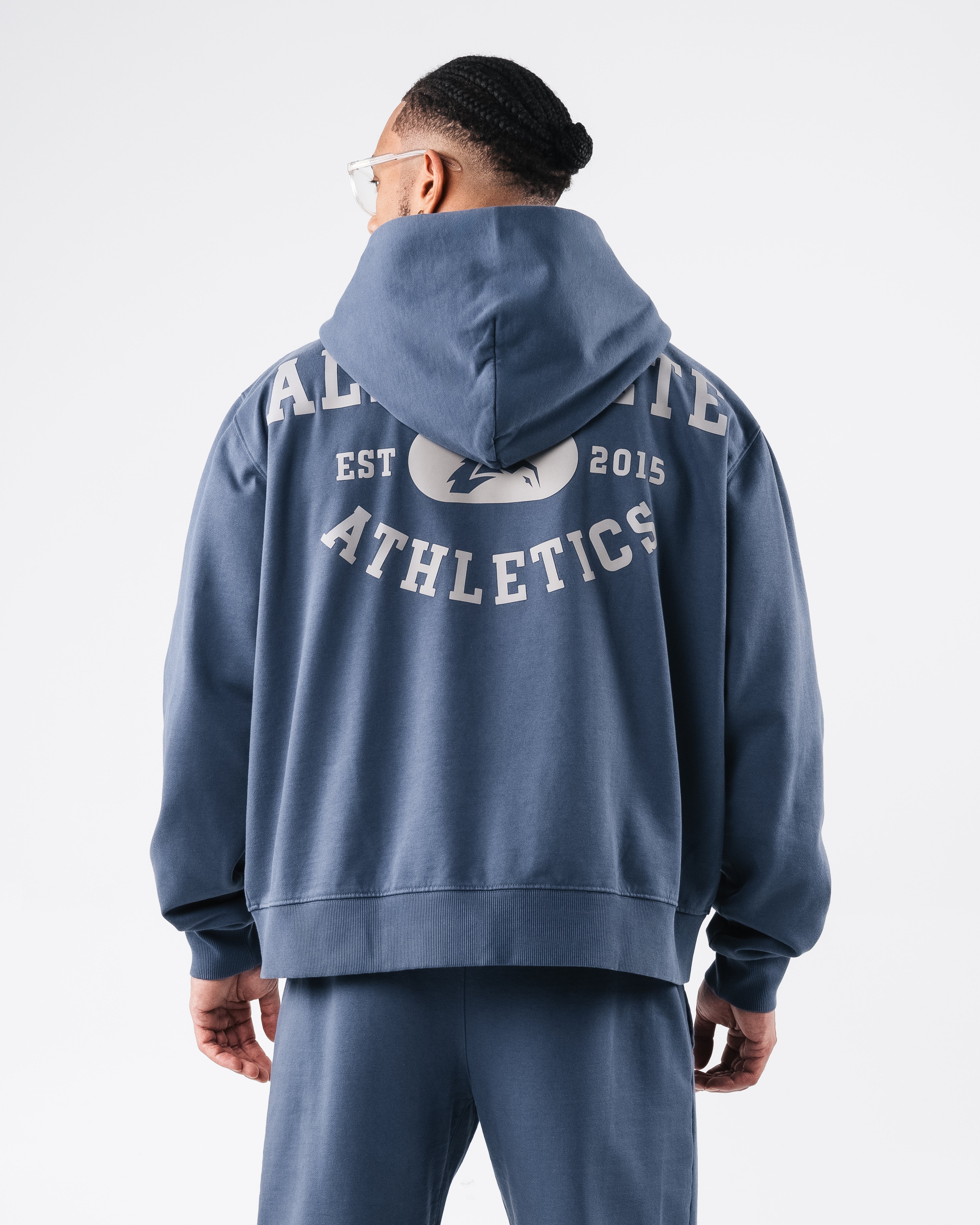 Vintage Zip Up Hoodie for Men - Classic Marine Blue Pullover | Casual Wear, Street Style & Outdoor Activities