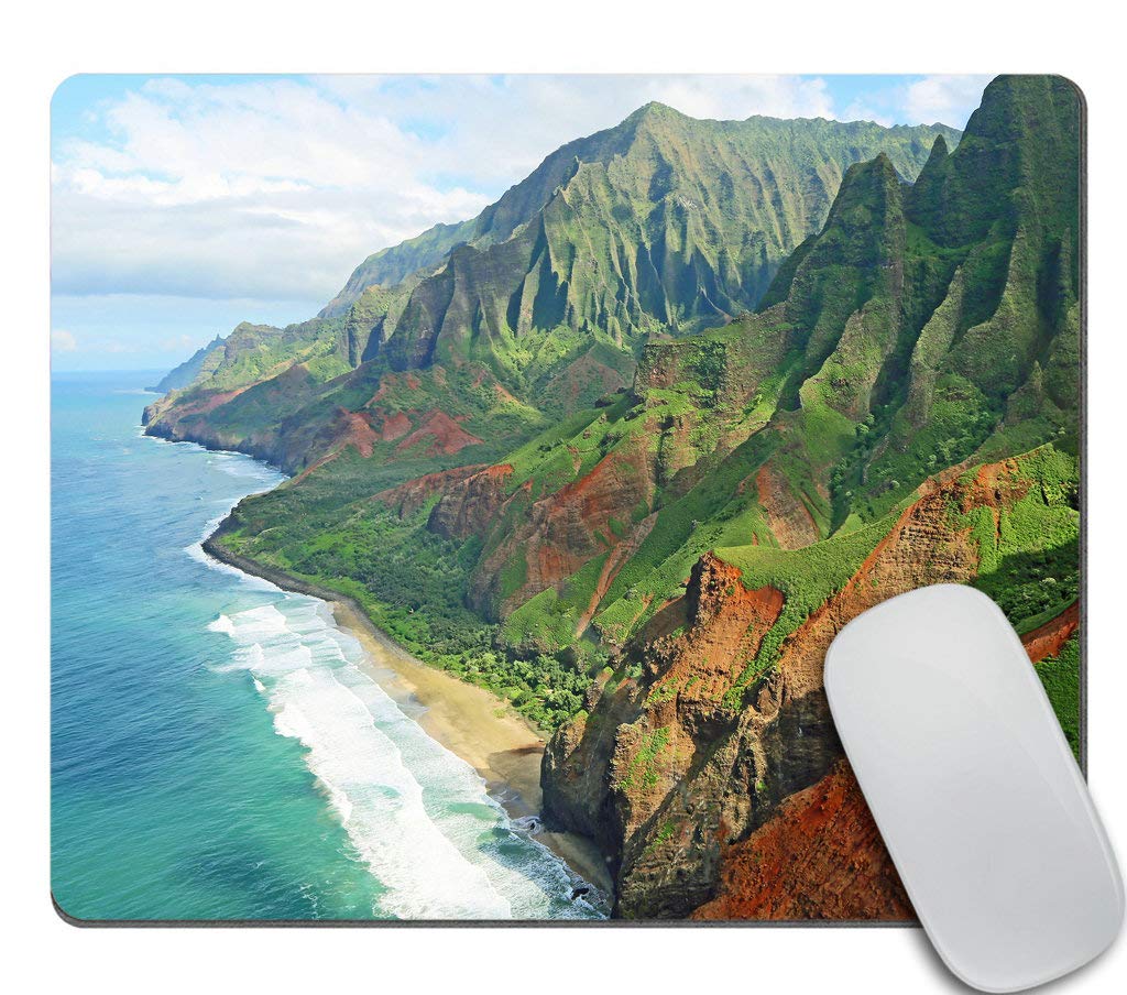 Premium Non-Slip Gaming Mouse Pad with Stunning Na Pali Coast Hawaii Design - Large Rectangle Rubber Base Computer Mousepad for PC & Laptop - Perfect for Gamers, Office Work & Home Use
