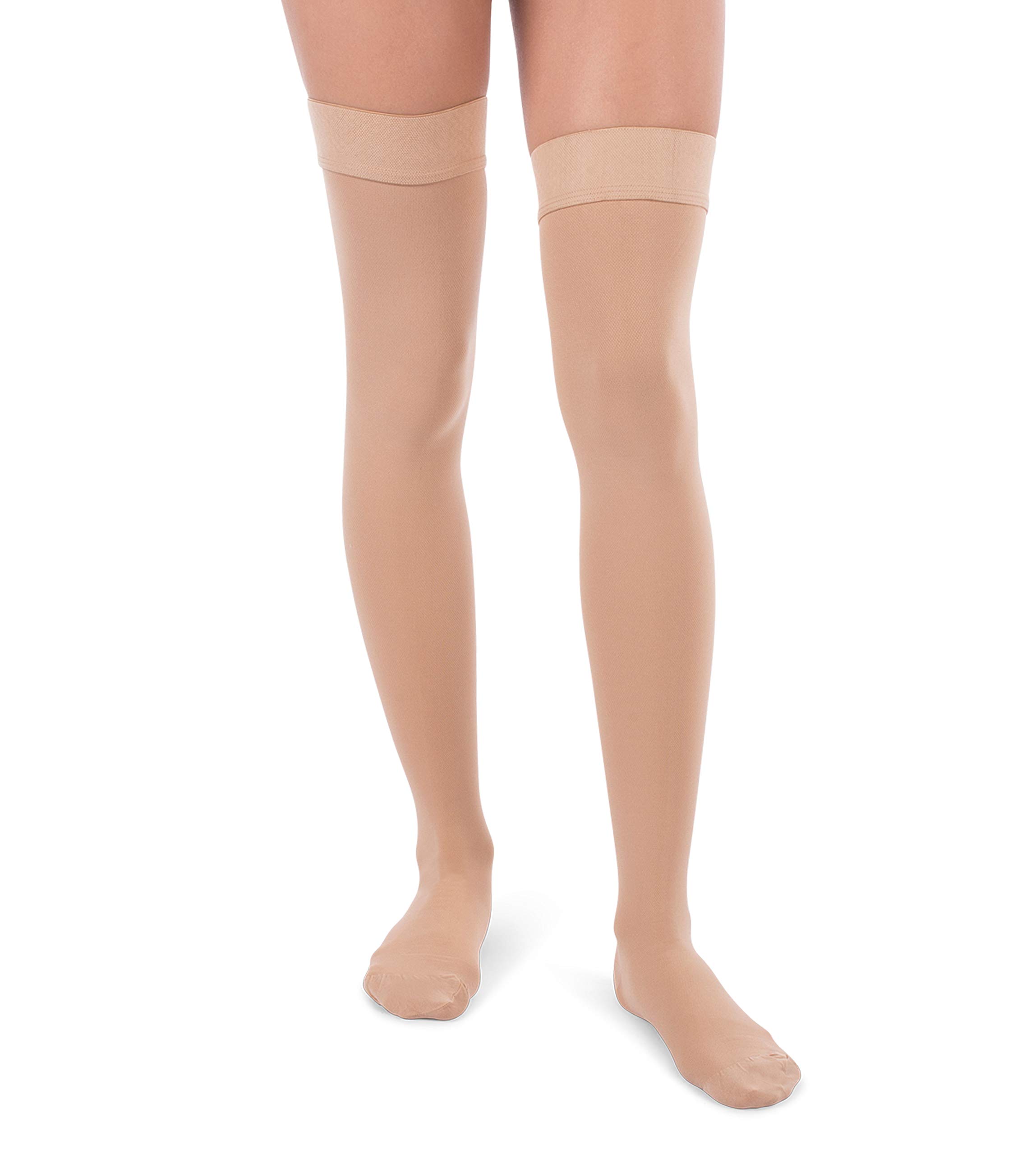 Jomi 30-40mmHg Compression Thigh High Stockings for Women - Surgical Grade Closed Toe Support Stockings (Large, Beige) - Ideal for Varicose Veins, Lymphedema & Post-Surgery Recovery