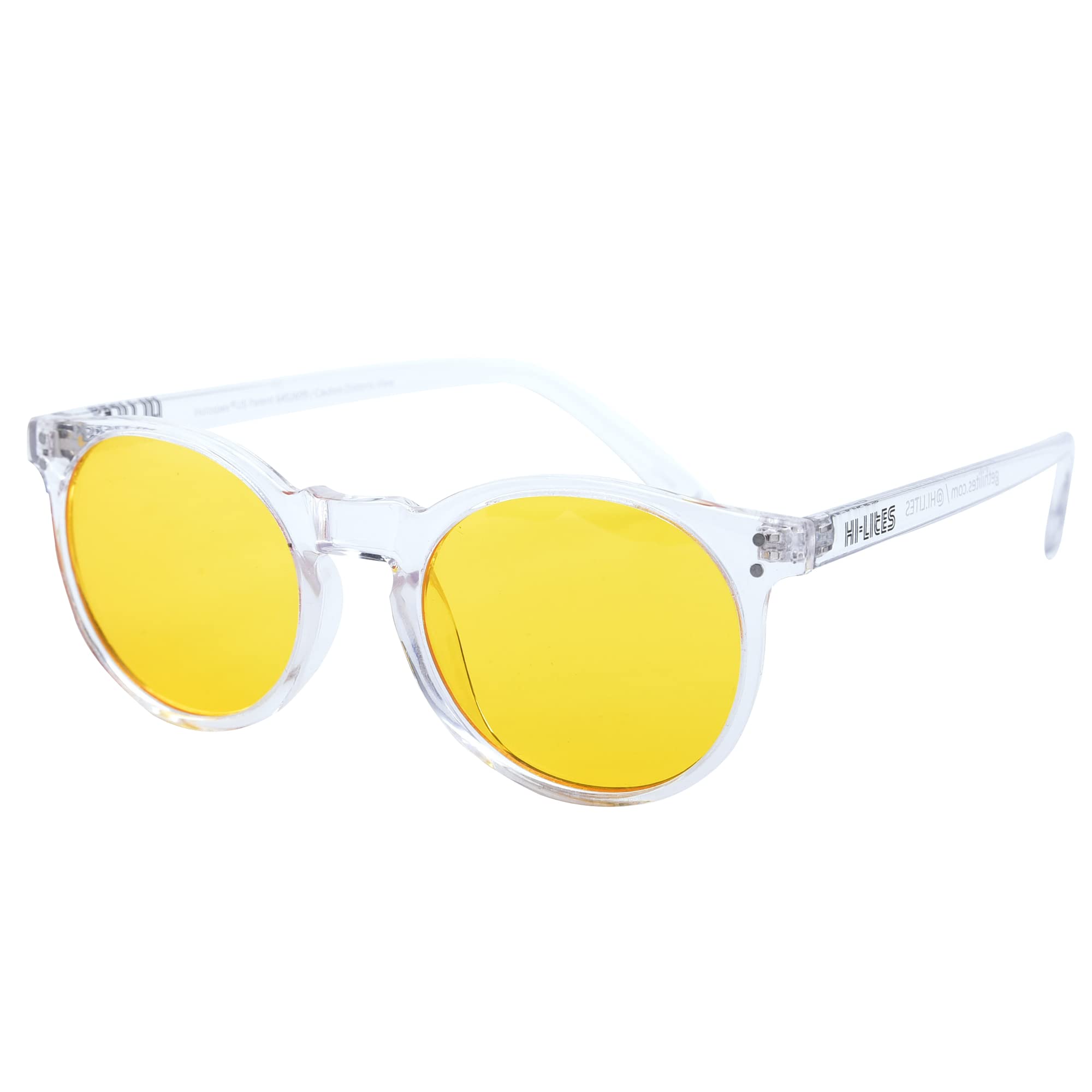 HI-LITES Chromotherapy Glasses with Light Changing Yellow Lenses - Chakra Balancing Therapy Eyewear in Clear Transparent Frame - Fashionable Designer Style for Meditation, Yoga & Energy Healing