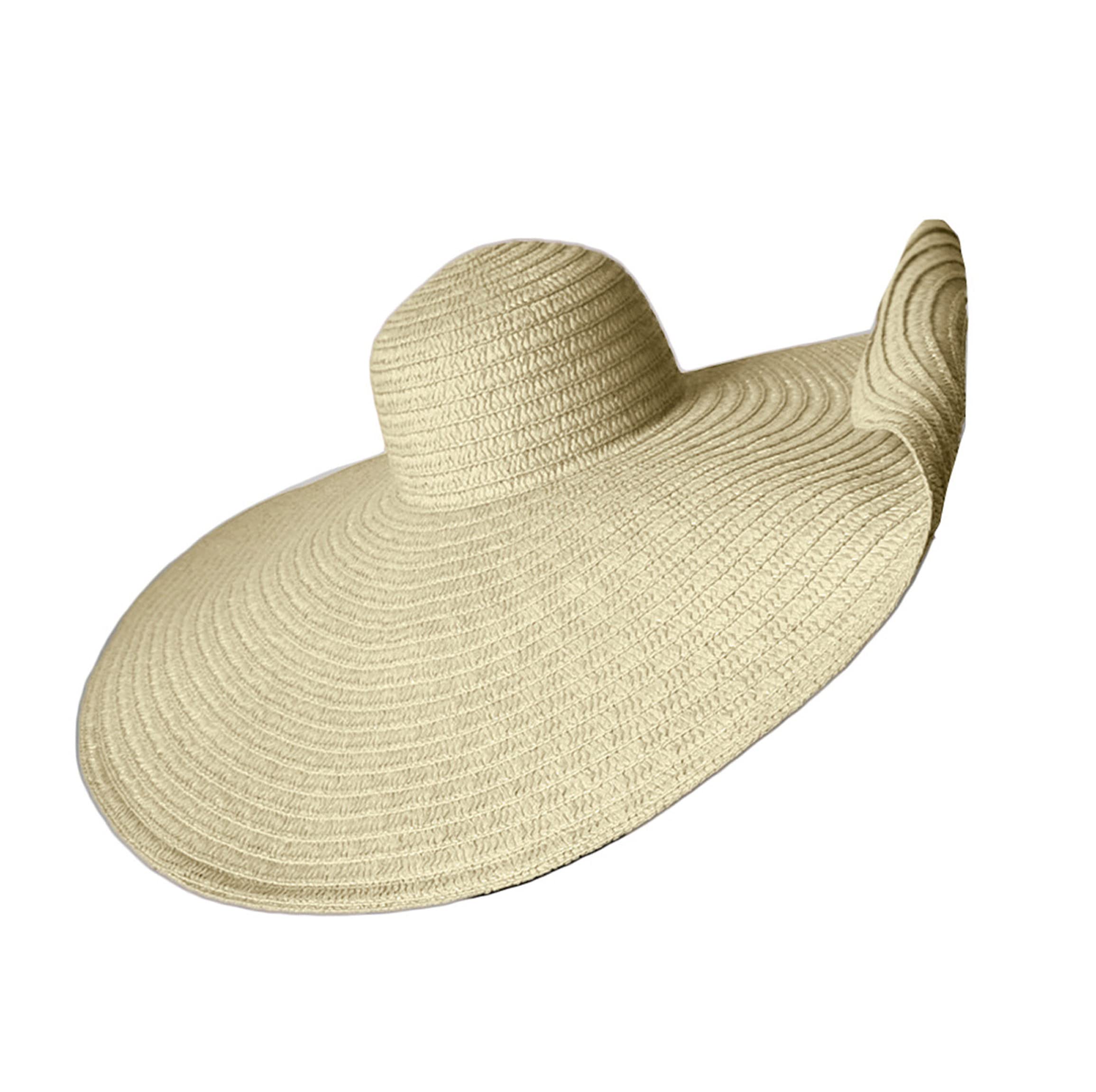 Women's Wide Brim Straw Hat - Foldable Roll Up Floppy Sun Hat for Women, UV Protection Oversized Beach Cap - Perfect for Summer Vacation, Pool Party, and Outdoor Activities
