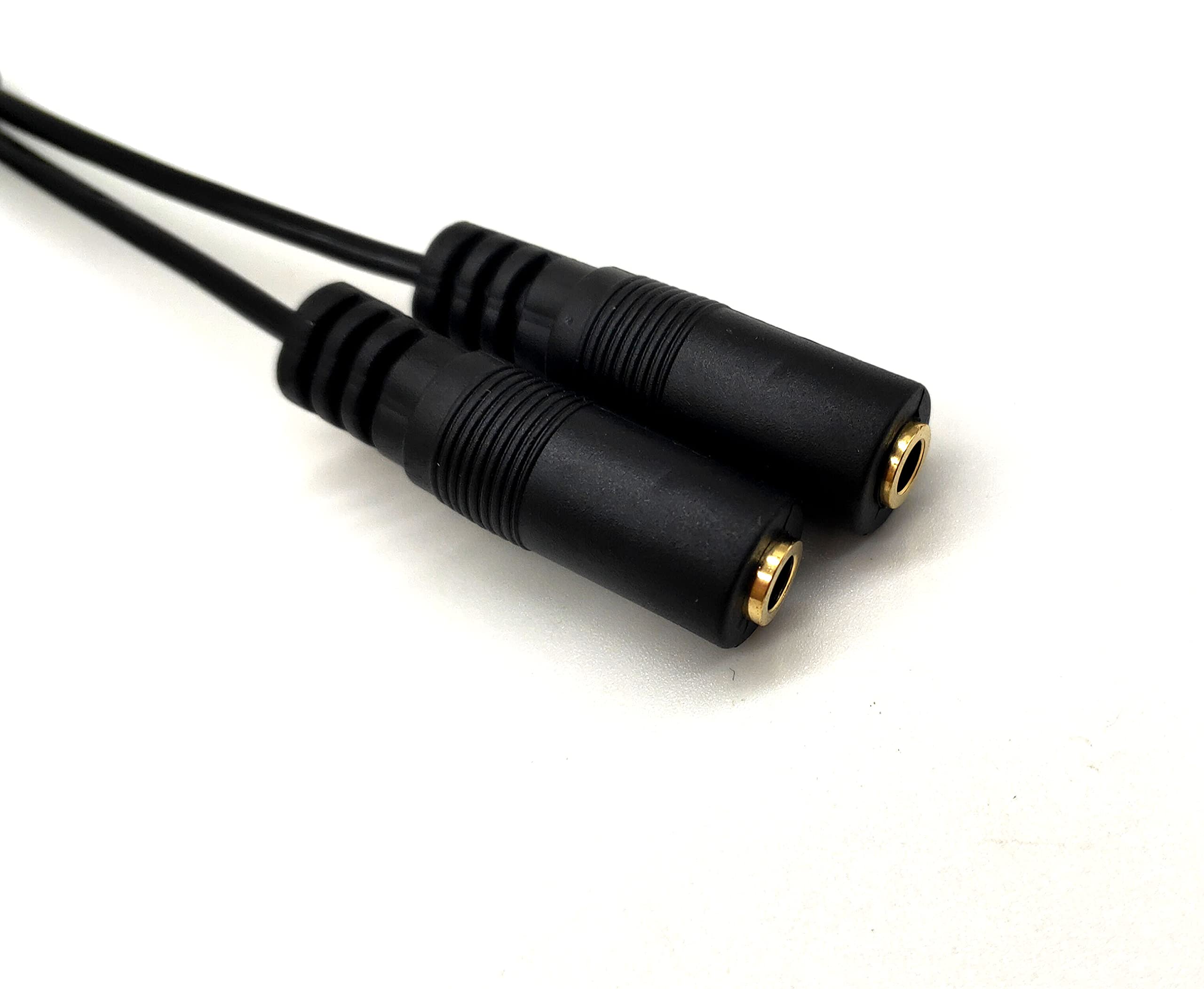 Qaoquda 3.5mm Stereo Y Splitter Cable - Coiled Audio Extension Cord with 1 Male to 2 Female Connectors for Headphones, Speakers, Home & Car Audio Systems - Perfect for Sharing Music, Gaming Headsets, and Multi-Device Audio Setups