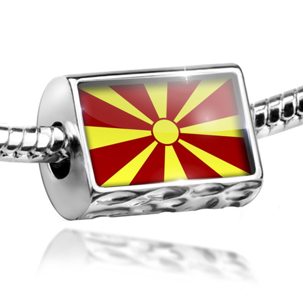 Macedonia Flag Charm Bead - Compatible with All European Bracelets for Travel, Souvenirs & Patriotic Jewelry Making