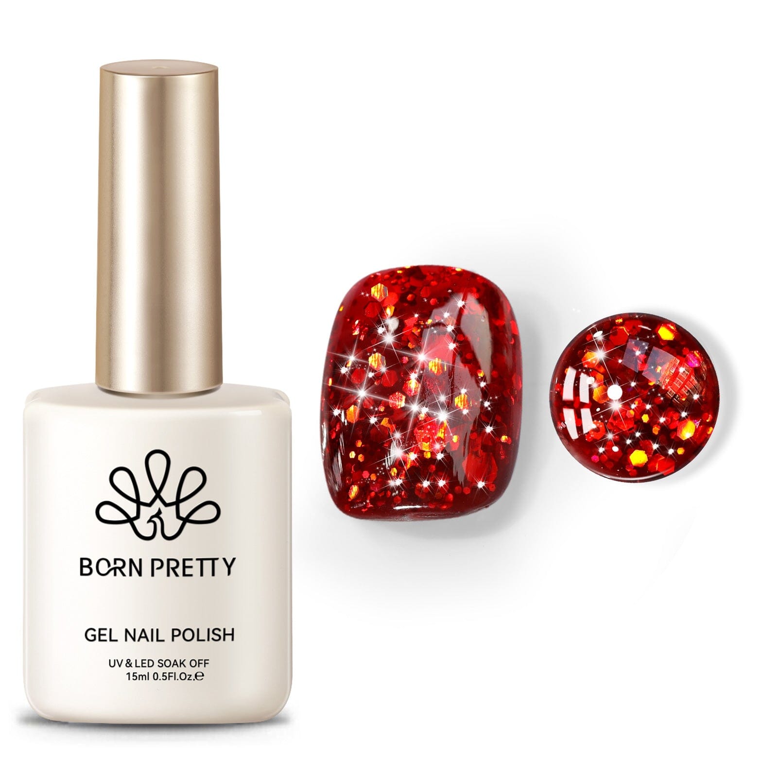 Red Sequins Glitter Gel Nail Polish - SG14 Vanity Fair 15ml - Long Lasting Shine for Manicures & Pedicures - Perfect for Parties, Weddings & Special Occasions