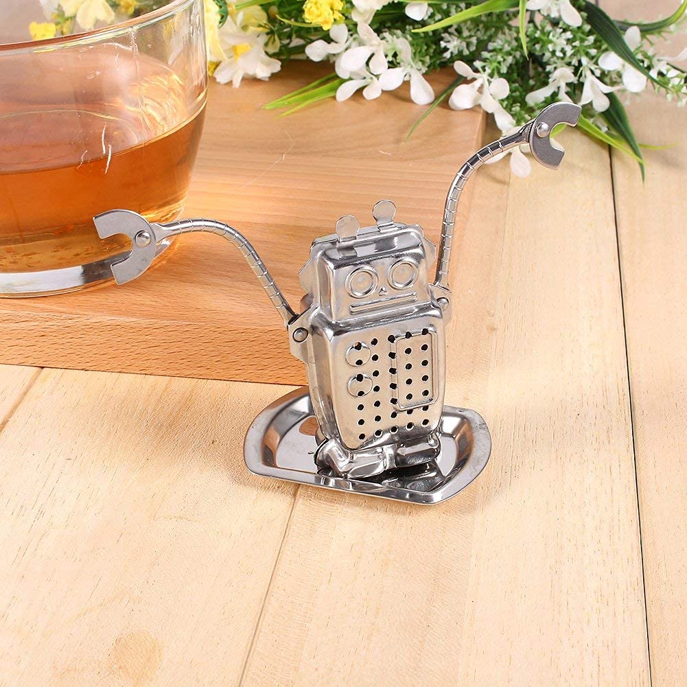 Stainless Steel Robot-Shaped Loose Tea Infuser - Fine Mesh Tea Strainer for Herbal Tea, Iced Tea & Hot Brewing - Perfect for Home, Office & Travel Use