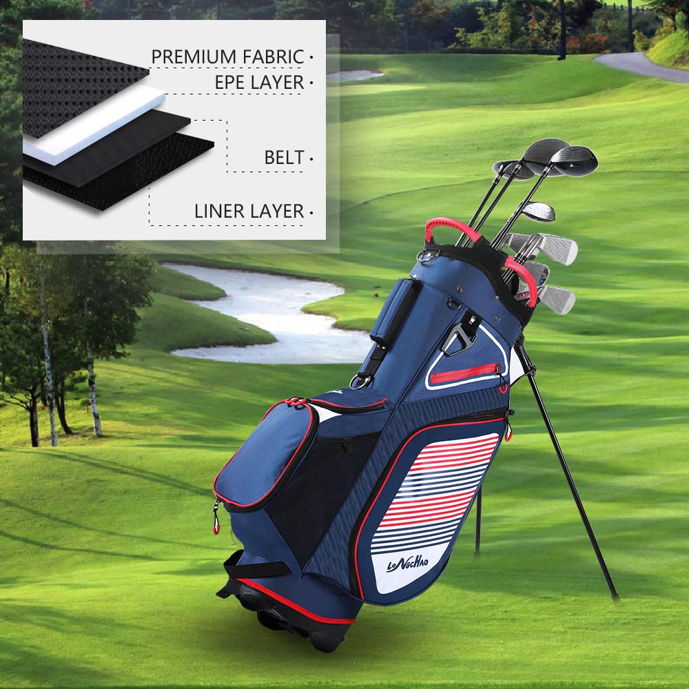 Best Waterproof Golf Stand Bag with 14-Way Divider - Lightweight & Durable Men's Golf Club Travel Bag for Airlines - Perfect for Golf Courses, Driving Ranges & Travel