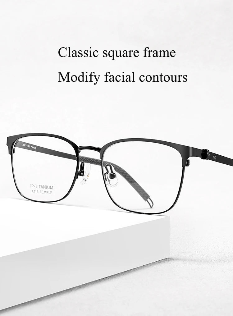 Bclear Unisex Full Rim Square Titanium Eyeglasses A113 - Lightweight Durable Frame for Men & Women - Perfect for Reading, Work & Everyday Wear