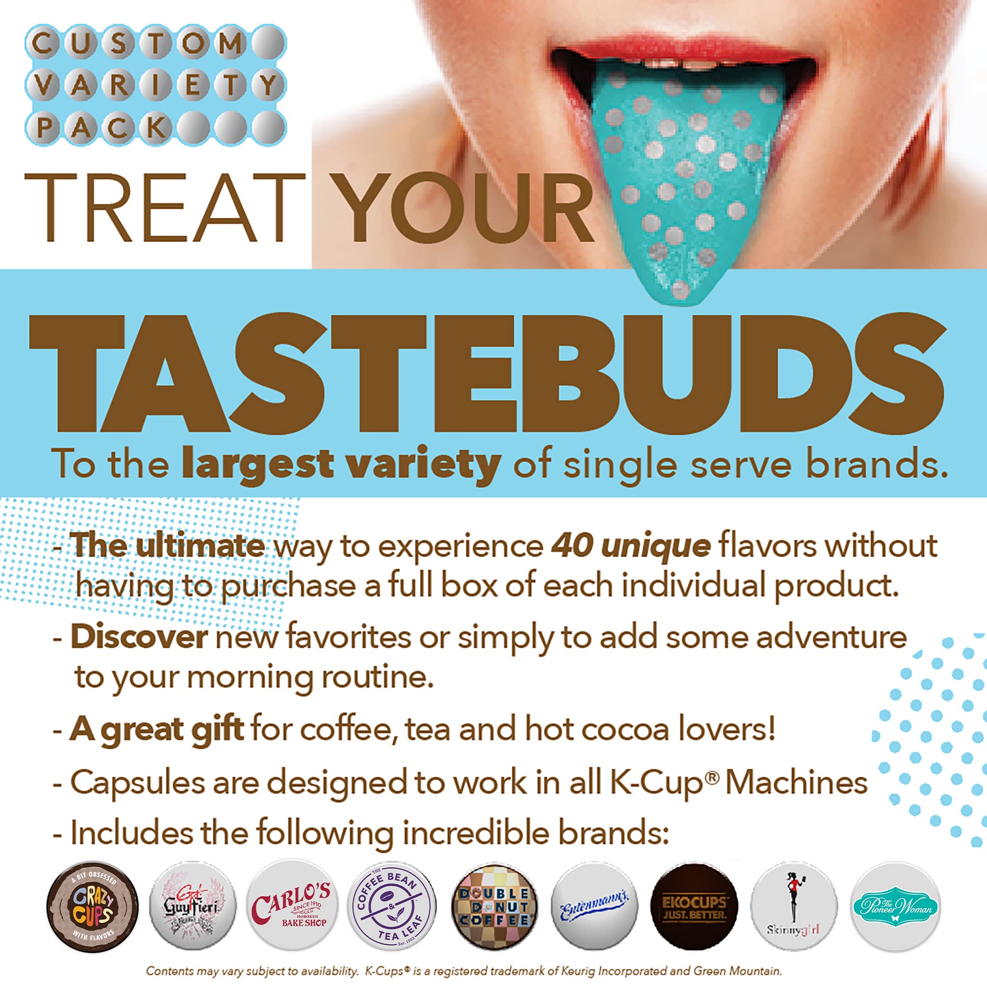Decaf Flavored Coffee Variety Pack - 40 Single Serve Pods for Keurig K-Cup Brewers | Medium Roast Hot or Iced Coffee | Perfect for Office, Home & Entertaining | Decaffeinated Gourmet Coffee Sampler