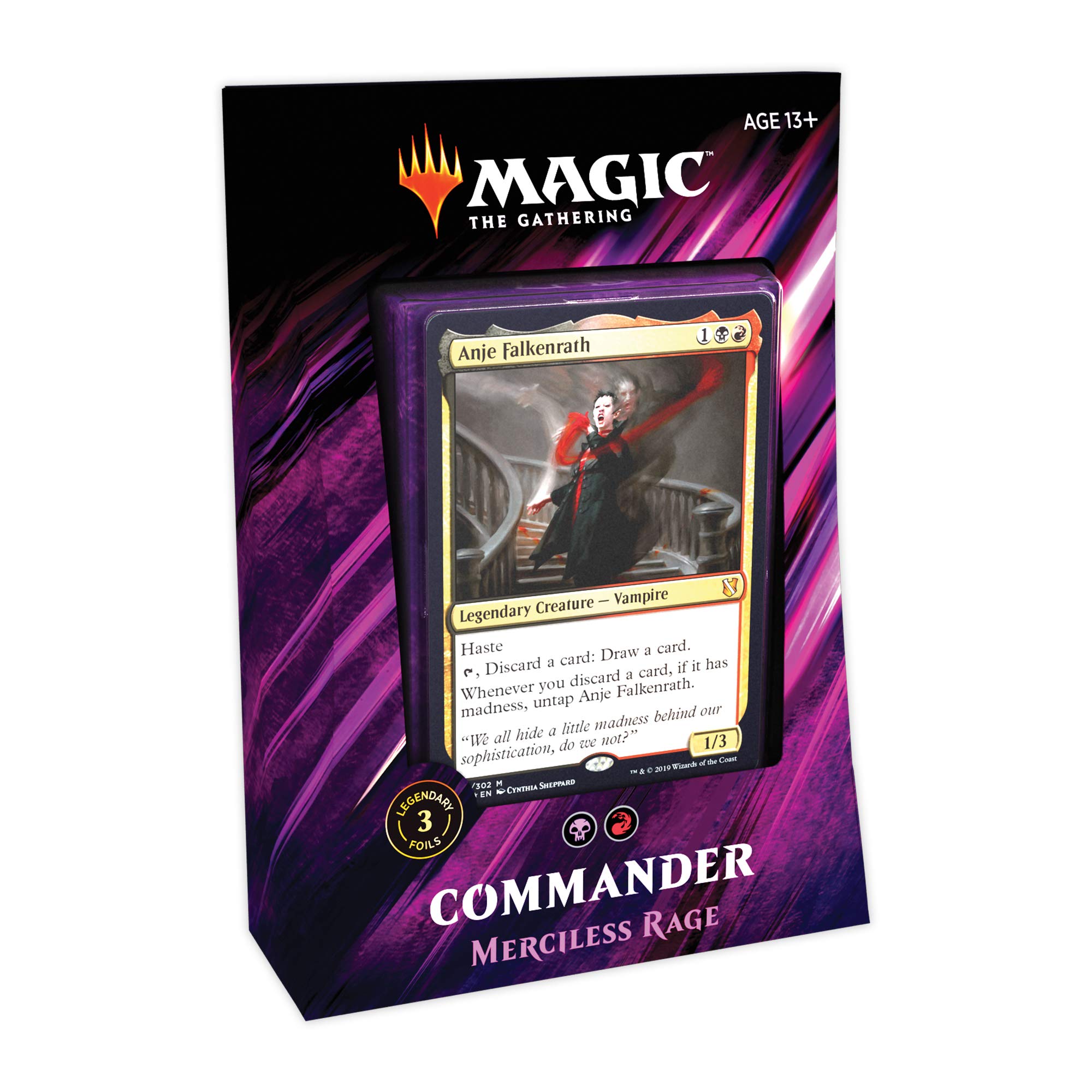Magic: The Gathering Commander 2019 Merciless Rage Deck - 100-Card Ready-to-Play MTG Deck with 3 Foil Commanders | Factory Sealed Collectible Card Game | Perfect for Commander Format & Competitive Play