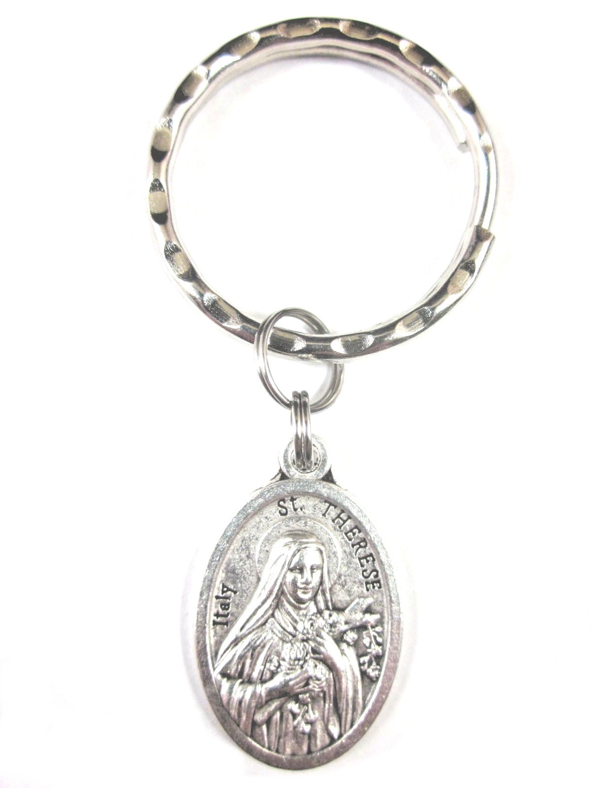 VPP St. Therese of Lisieux Medal Italy Key Ring with Gift Box & Prayer Card - Religious Jewelry for Catholics, Devotional Gift for Baptism, First Communion, Confirmation