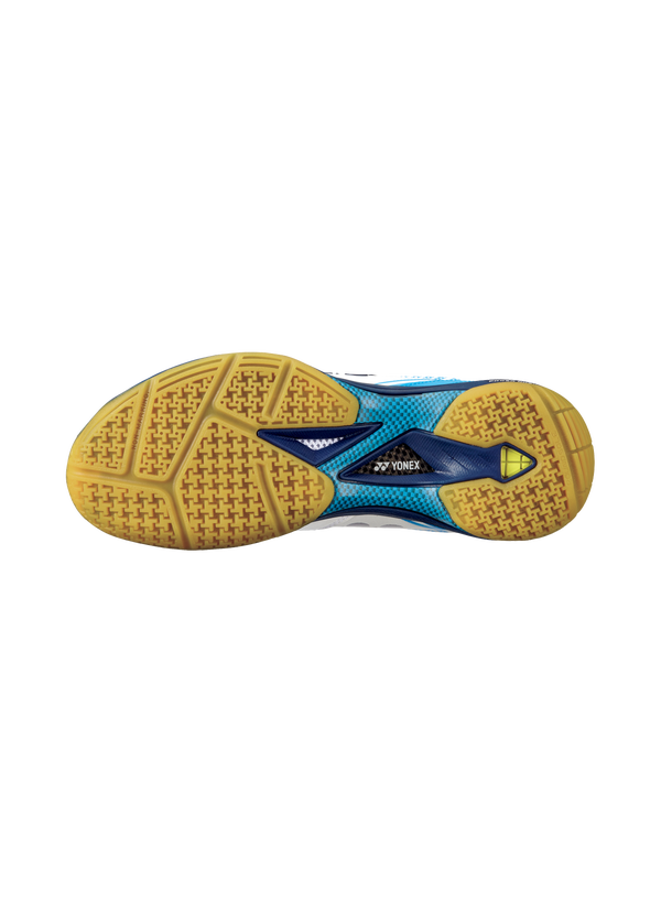 Yonex Power Cushion 65 Z3 Men's Badminton Shoes - Lightweight & Shock Absorbing for Indoor Court Sports (White/Ocean Blue) - Perfect for Badminton, Squash & Indoor Tennis Matches