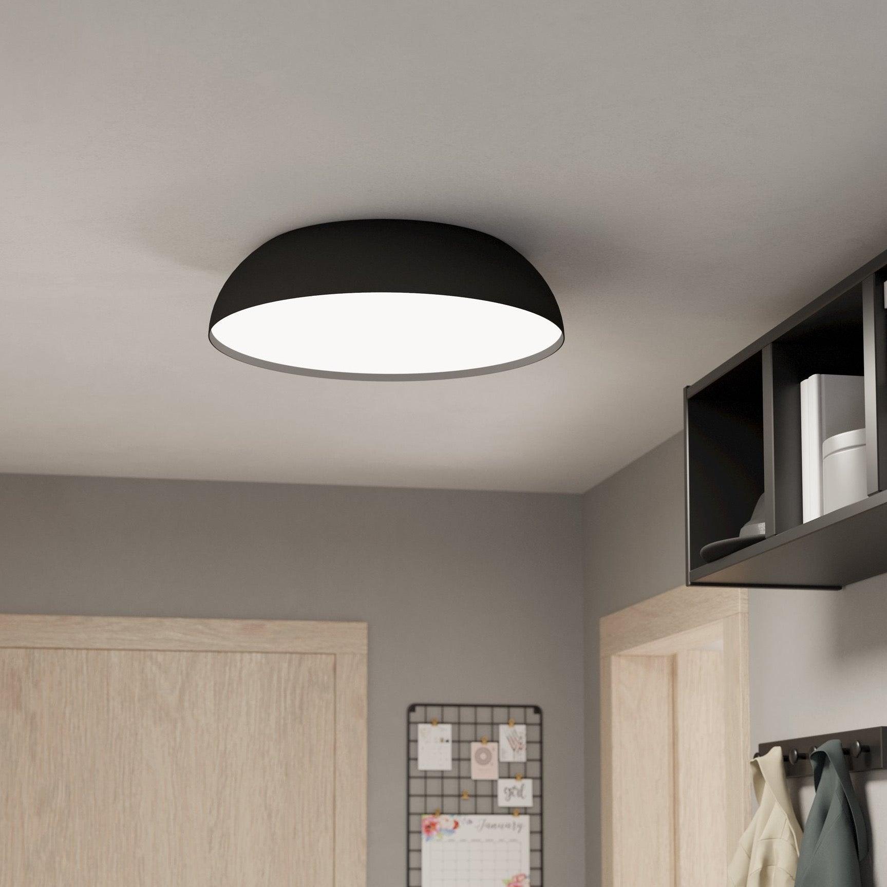 Smart LED Ceiling Light 55cm Round Black Flush Mount - Eglo Connect Tollos Z - Perfect for Living Room, Bedroom, or Kitchen Lighting