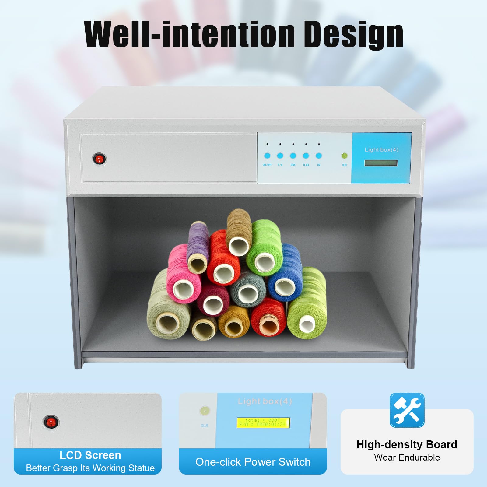 Smart RGB LED Color Matching Cabinet with Dimmable Lights - 4-Strip Light Booth for Textile Printing, Lab Color Assessment & Photography | Perfect for Design Studios, Quality Control & Product Photography (USA Stock)