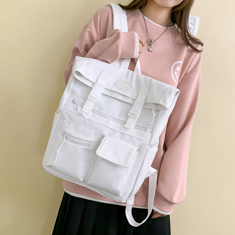 Stylish Women's Multi-Pocket Backpack with Buckle Design - Perfect for School, College & Travel | Durable Student Backpack for Everyday Use