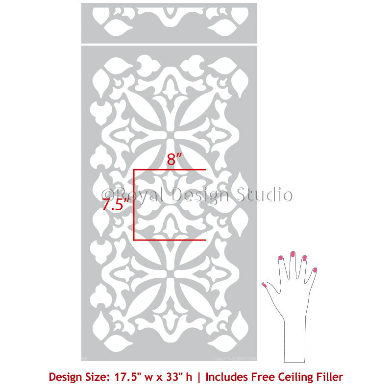 Island Dreams Tile Allover Stencil - DIY Home Decor Stencil for Wall, Floor & Furniture - Perfect for Bathroom, Kitchen & Outdoor Projects