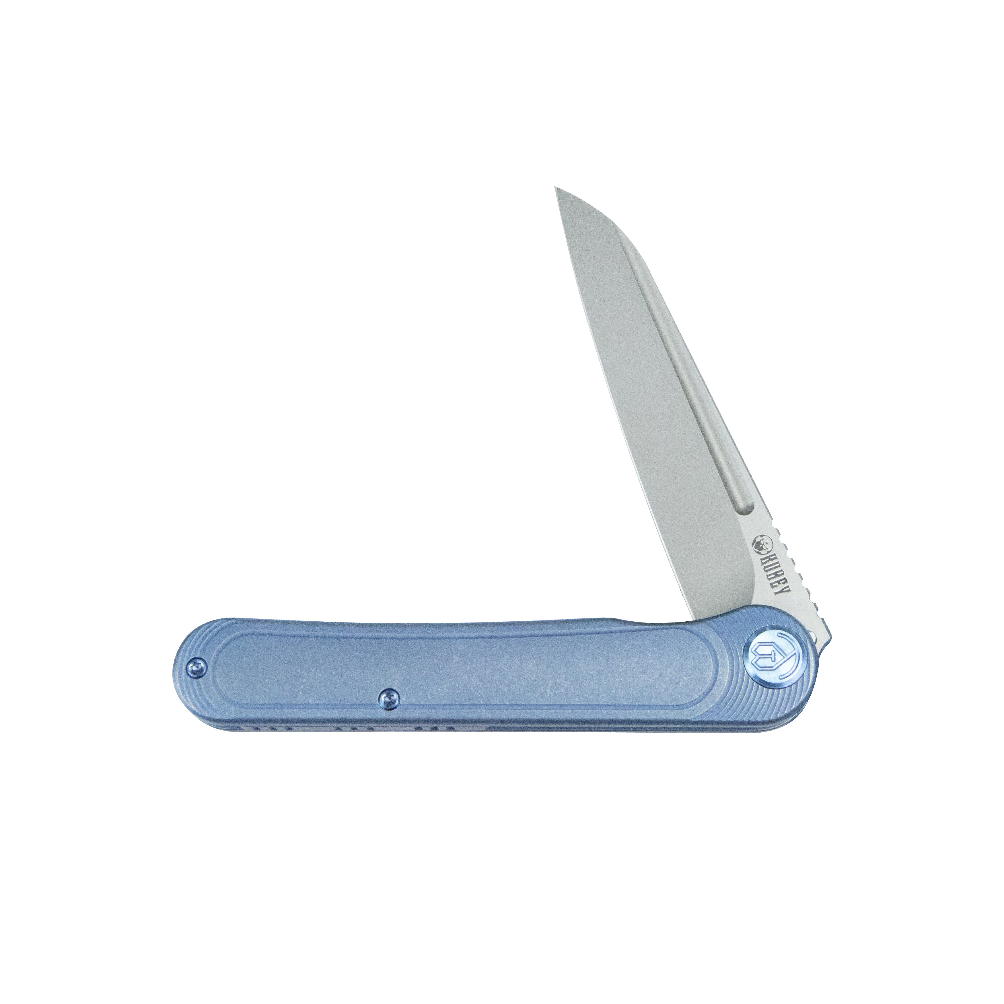 Premium Dandy Frame Lock Folding Knife - Anodized Blue Titanium Handle, 3.94