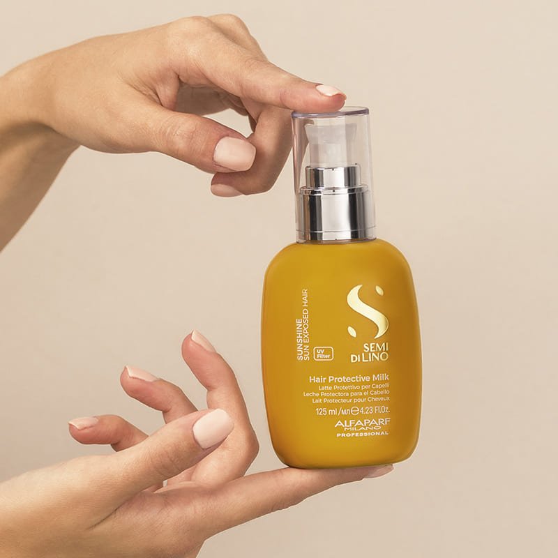 Alfaparf Semi Di Lino Sunshine Hair Protective Milk - UV Protection for Sun Exposed Hair - Hydrating & Nourishing Hair Treatment for Beach, Pool & Summer Activities