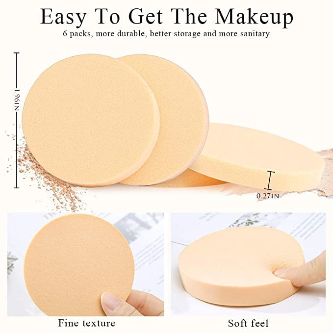 ENIVO Round Soft Makeup Sponge - 6 Pack Beauty Blender for Liquid & Powder Foundation, Concealer, Blush | Wet & Dry Use | Perfect for Flawless Face Makeup Application