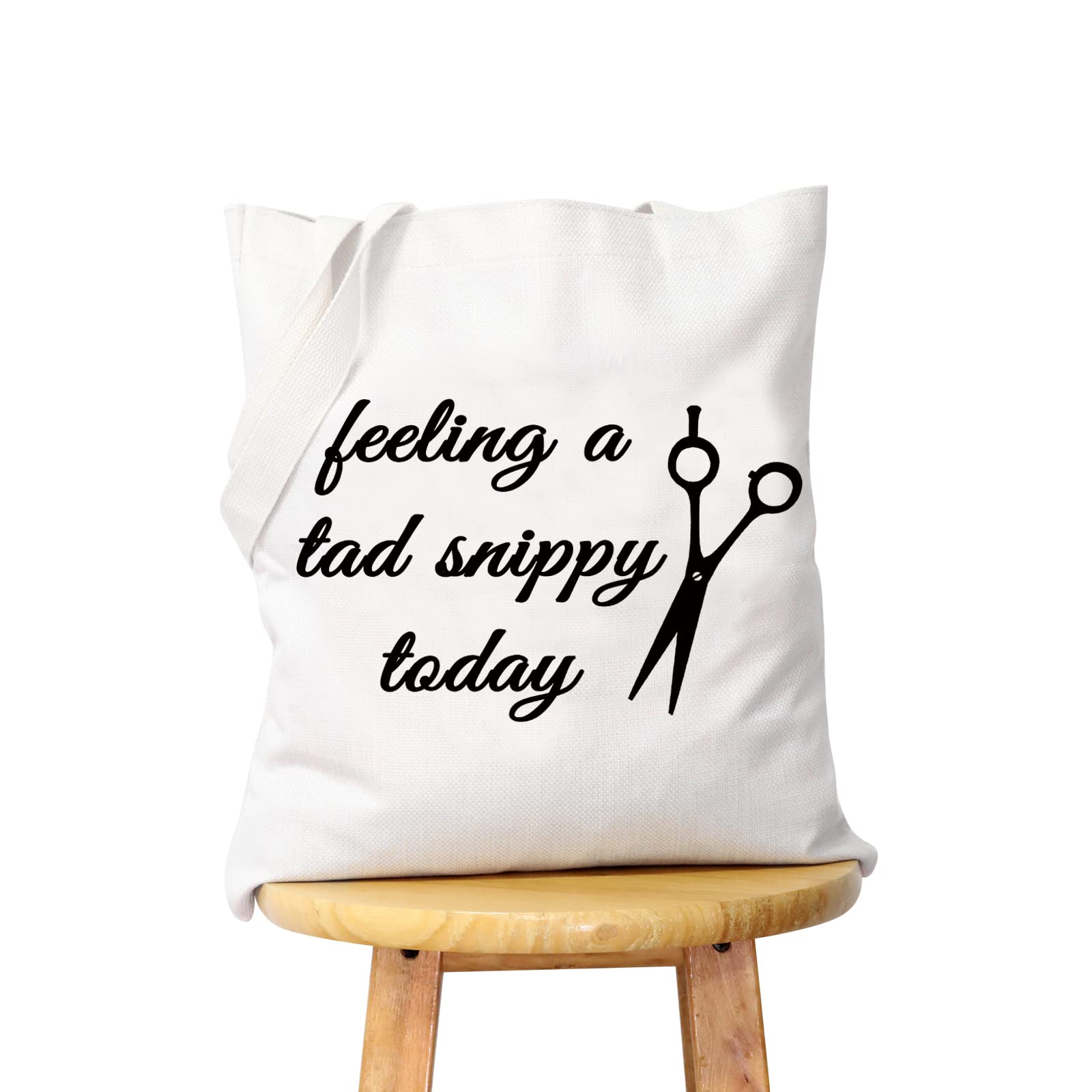Funny Hairdresser Gift - Cosmetology Graduation Present - 'Feeling A Tad Snippy Today' Tote Bag for Hairstylists - Perfect for Salon Professionals, Beauty School Graduates & Cosmetology Students
