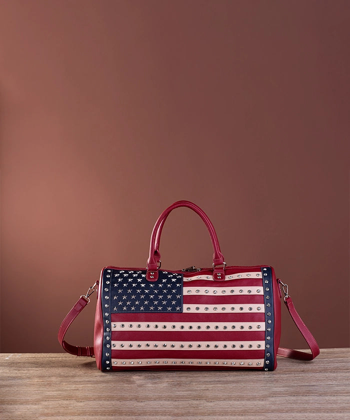 Montana West American Pride Studded Weekender Bag - Stylish Travel Duffel for Women, Perfect for Weekend Getaways & Gym Essentials