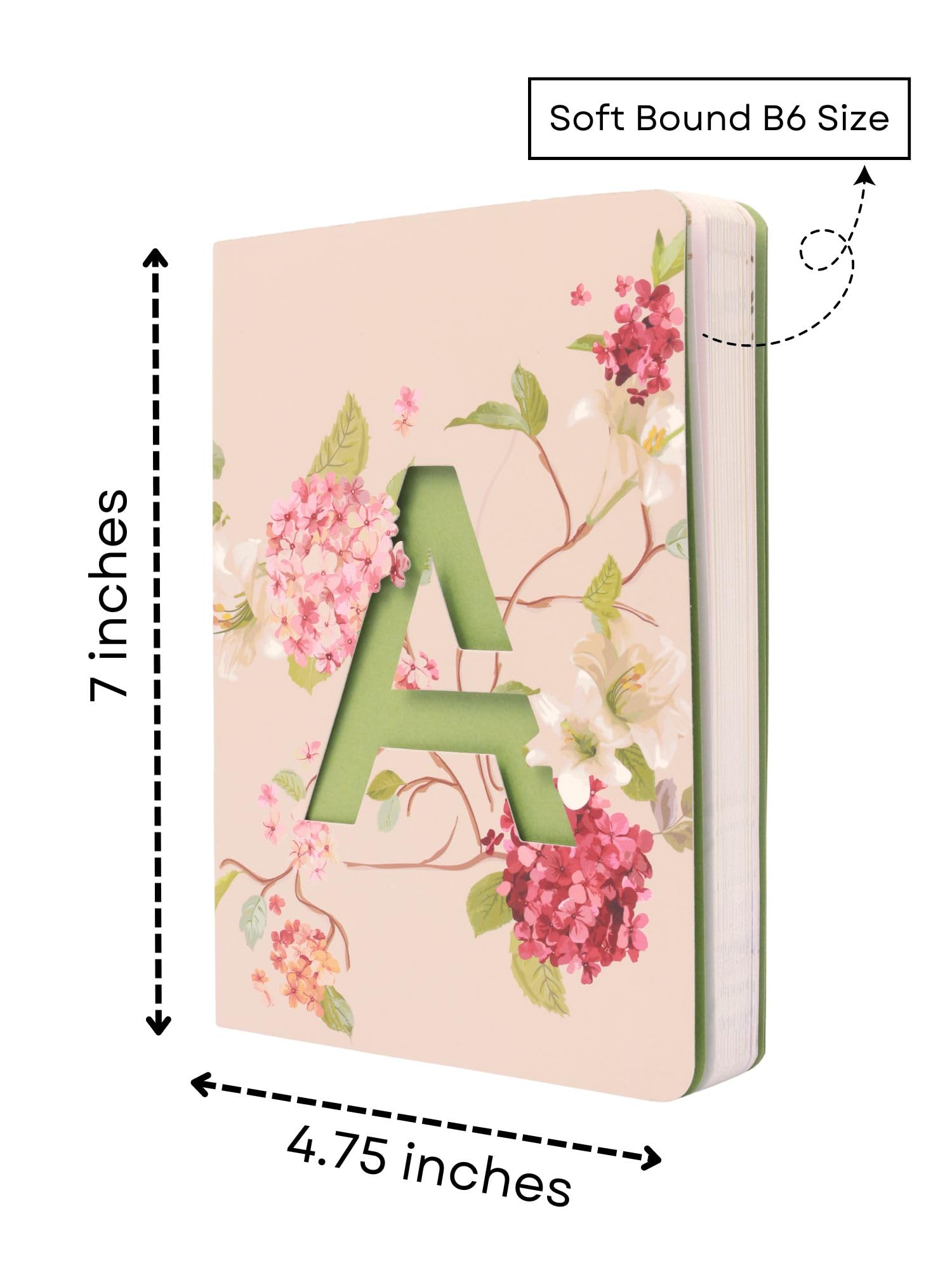 Premium Soft Bound Notebook Diary for Girls & Women - Floral Design, Initial A, B6 Size, 80 GSM, 192 Ruled Pages | Perfect for Journaling, Note Taking, Gift Giving & School/Office Use
