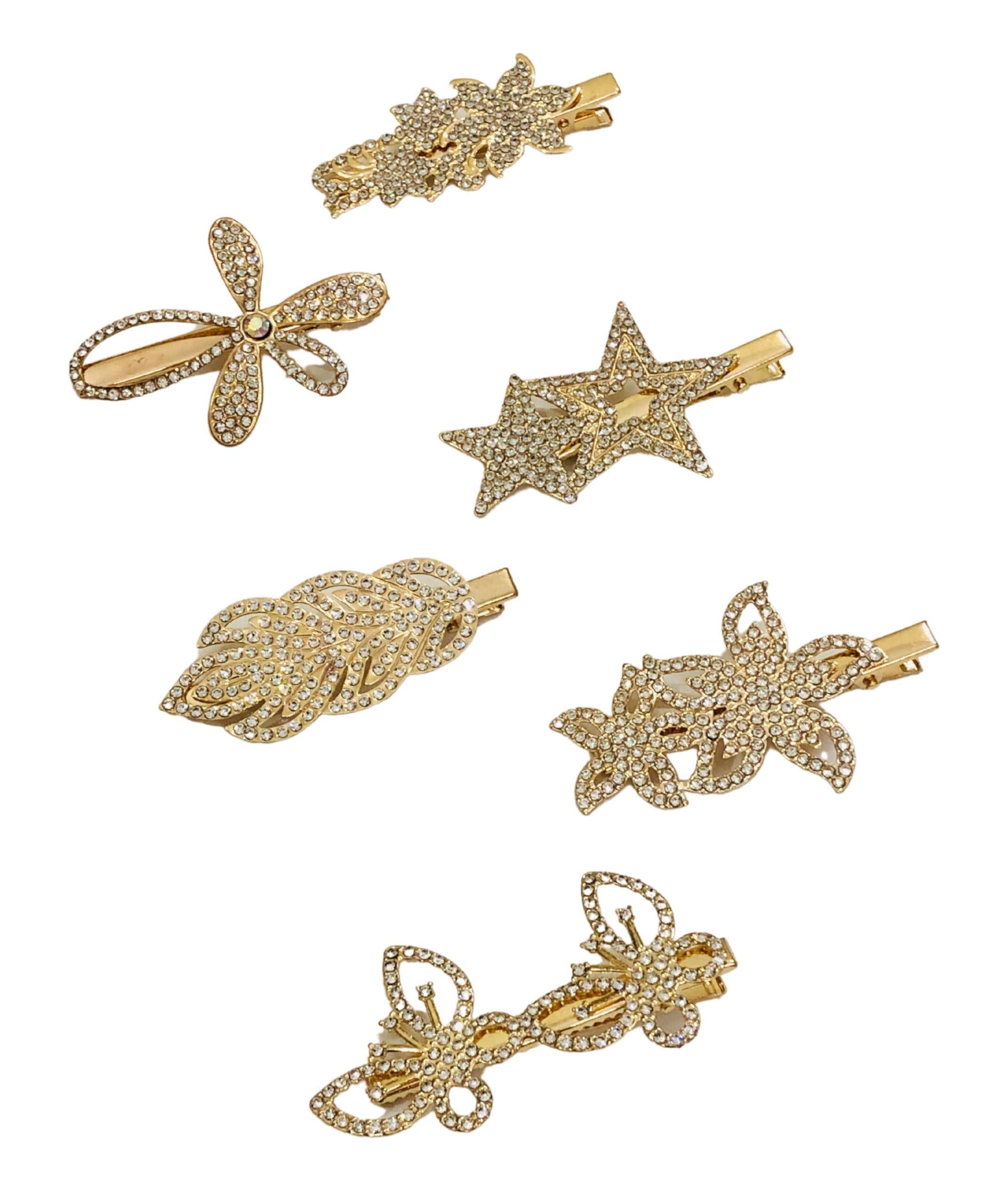 Samyak 12-Piece Studded Hair Pins Set - Stylish Floral Metal Stone Hair Clips for Women & Girls | Multi-Design Hair Accessories for Parties, Weddings & Everyday Use