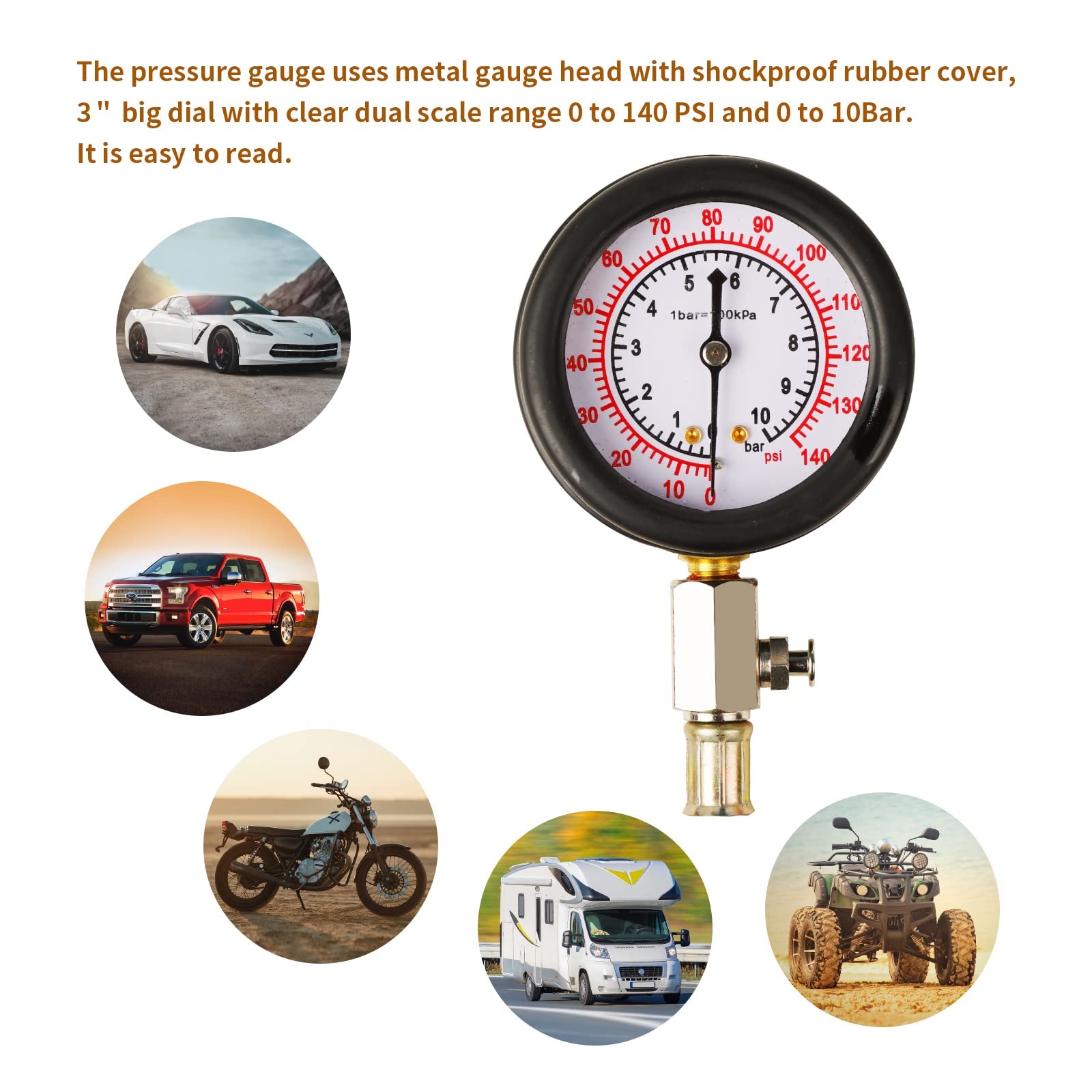 Professional 0-140 PSI Oil Pressure Tester Kit - Engine Oil Pressure Gauge Diagnostic Tool for Cars & Trucks - Perfect for Mechanics & DIY Auto Maintenance