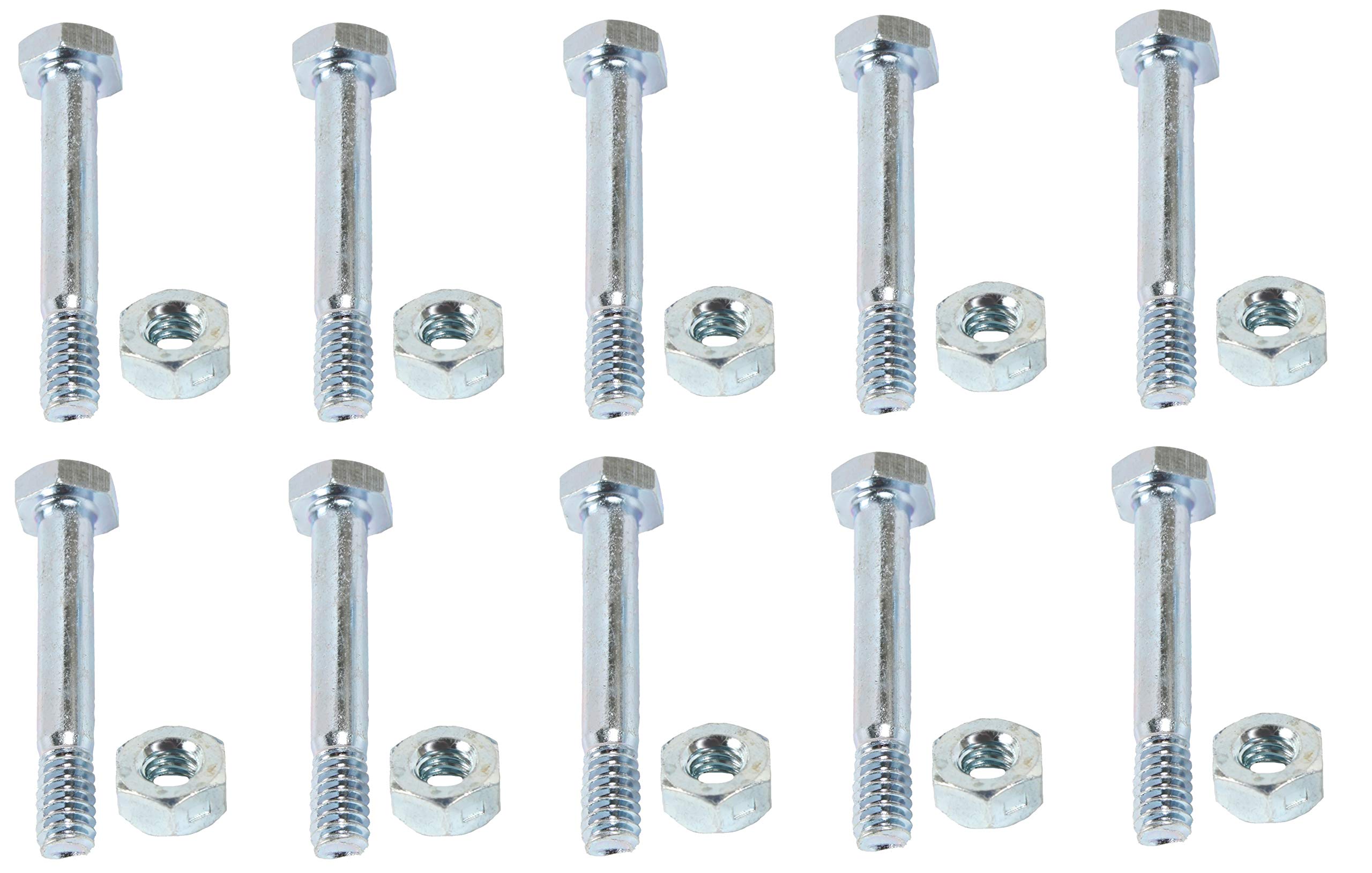 Ariens 510016 51001600 Replacement Shear Pins & Nuts - 10 Pack Laser-Cut for Snow Blowers - Winter Maintenance & Emergency Repair Kit