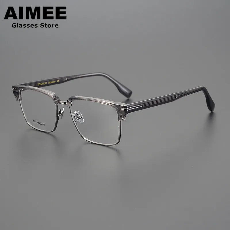 Stylish Unisex Full Rim Polygon Square Titanium Acetate Eyeglasses Frame 6518 - Lightweight Durable Glasses for Work, Reading & Fashion Accessories