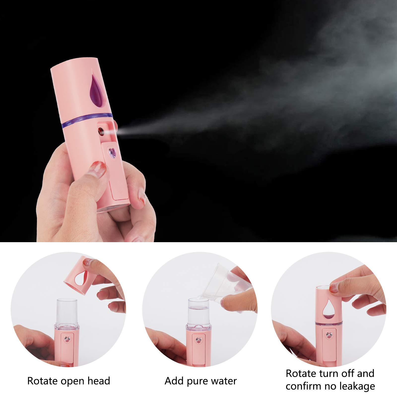 **Professional Nano Facial Steamer & Mister Sprayer Set for Deep Cleaning - Portable Mini Face Steamer for Clogged Pores & Sinuses Relief - Includes Blackhead Remover Kit & Brush - Perfect for Home Spa, Skincare Routine & Travel**