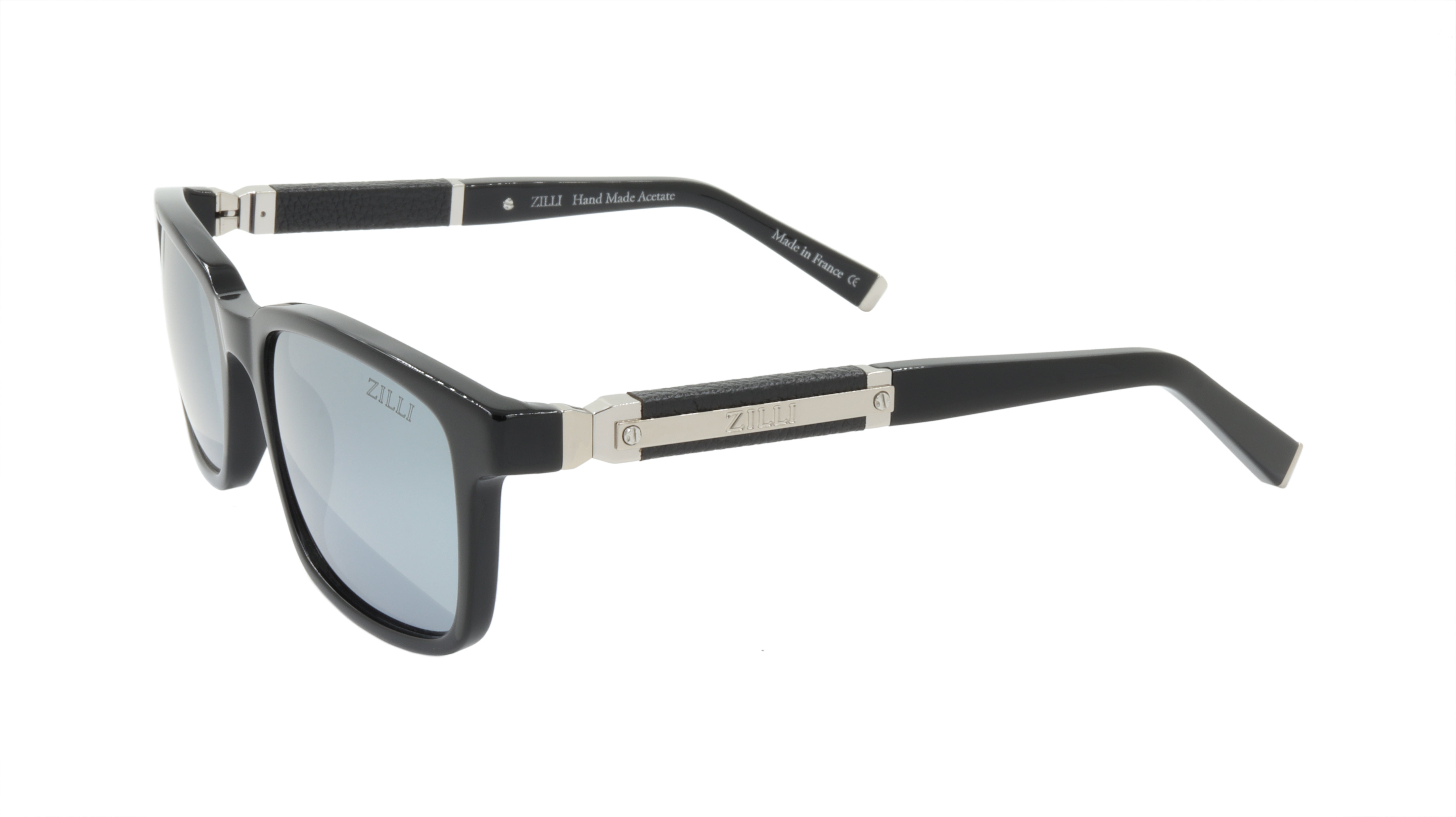 ZILLI Luxury Sunglasses for Men & Women - Titanium Acetate Frame with Genuine Leather & Polarized Lenses - Handmade in France (Model ZI 65011 C04) - Perfect for Driving, Travel & Fashion Accessories