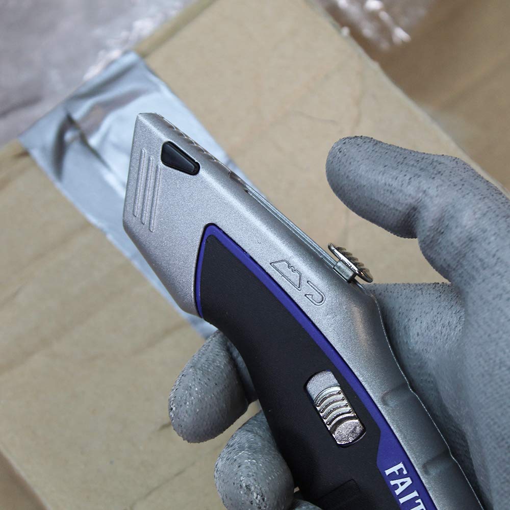Professional Auto-Load Utility Knife - Heavy Duty Retractable Box Cutter with Safety Lock for Warehouse, Construction & DIY Projects | Sharp Blade for Cutting Cardboard, Carpet & Packaging Materials