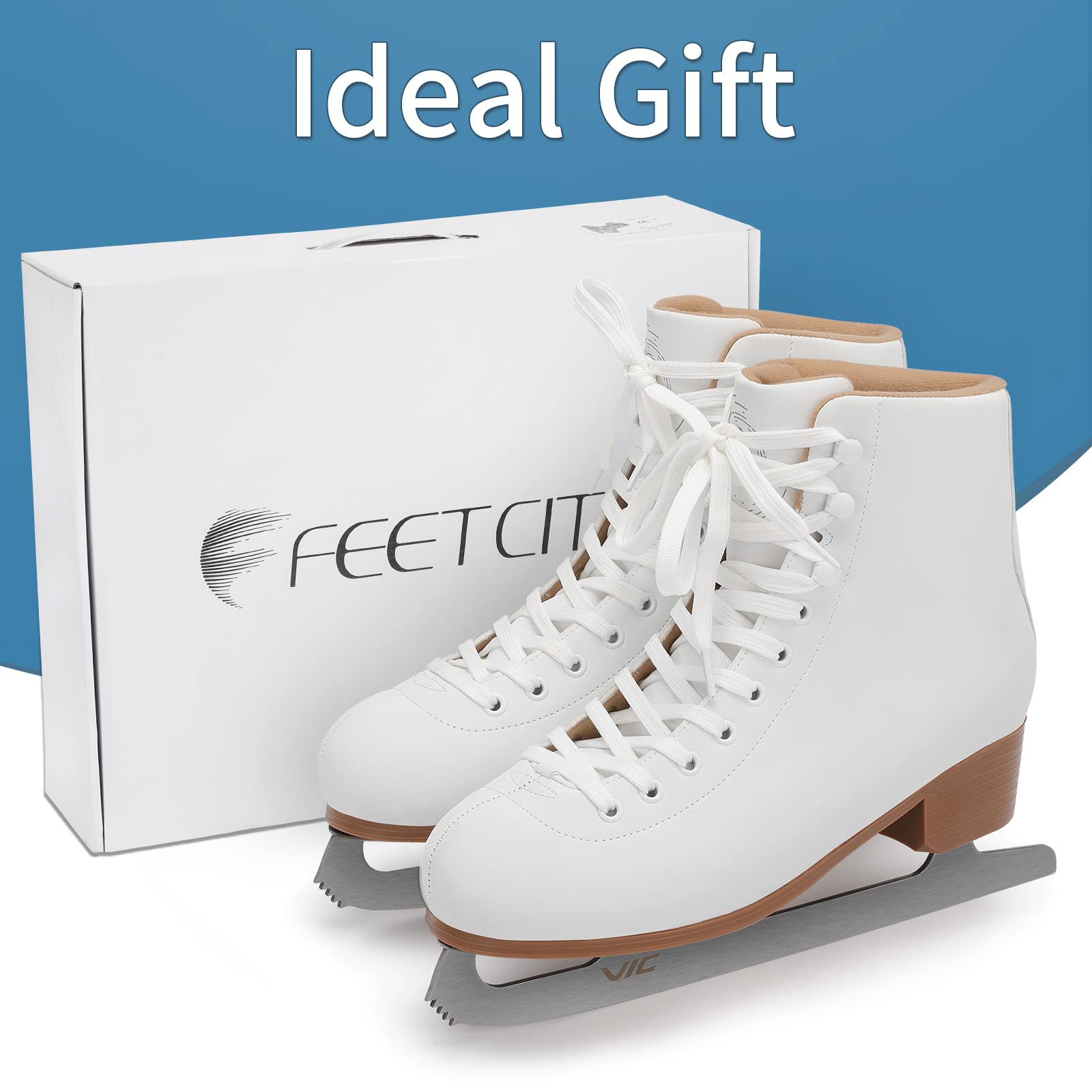 Women's Figure Ice Skates with Lace-Up Design & Skate Guards - Perfect for Indoor & Outdoor Skating, Ice Hockey, and Recreational Use