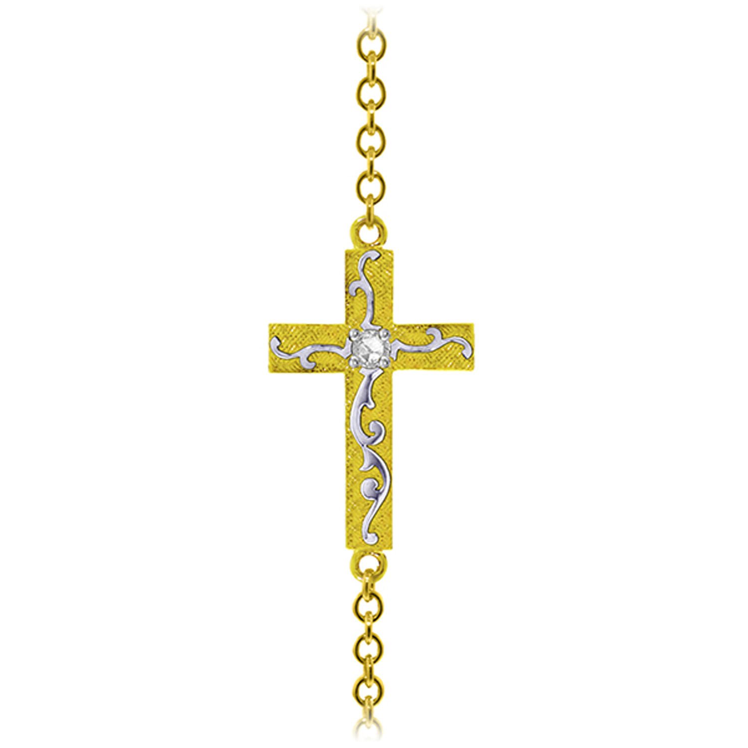 14K Solid Gold Cross Bracelet with 0.05 CTW Natural Diamonds - Elegant Religious Jewelry for Women, Perfect for Church, Weddings & Everyday Wear