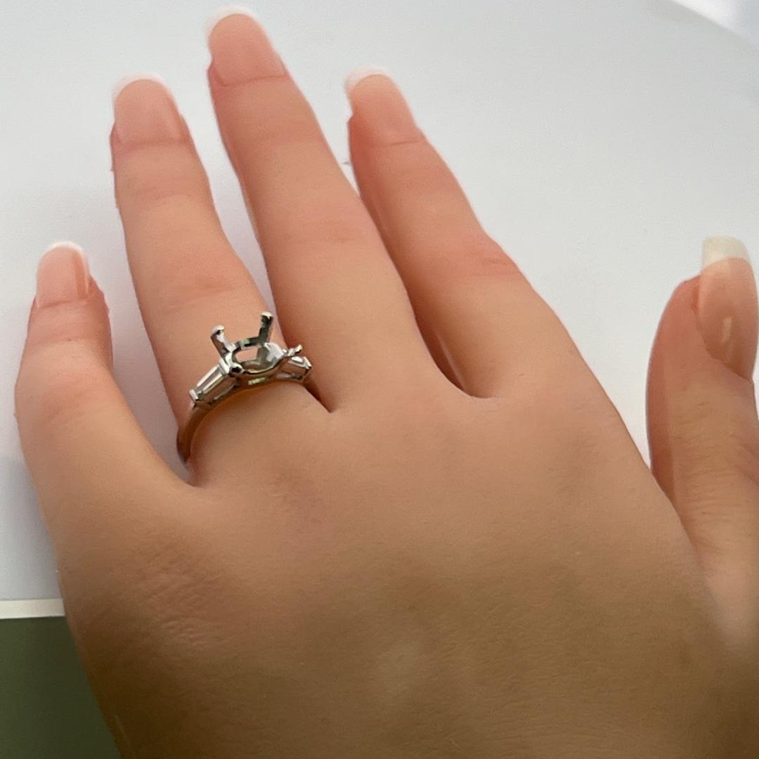 0.25 Carat Tapered Baguette I VS Diamond Platinum Semi Mount Ring for Engagement, Wedding, or Anniversary - Elegant Bridal Jewelry Gift