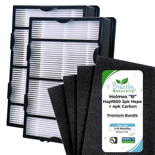 Holmes HAPF600 True HEPA Air Purifier Replacement Filter (2-Pack) with 4 Carbon Filters - Compatible with HAPF600D-U2 Models - Improves Indoor Air Quality for Allergies & Asthma Relief - Perfect for Bedrooms, Living Rooms & Offices