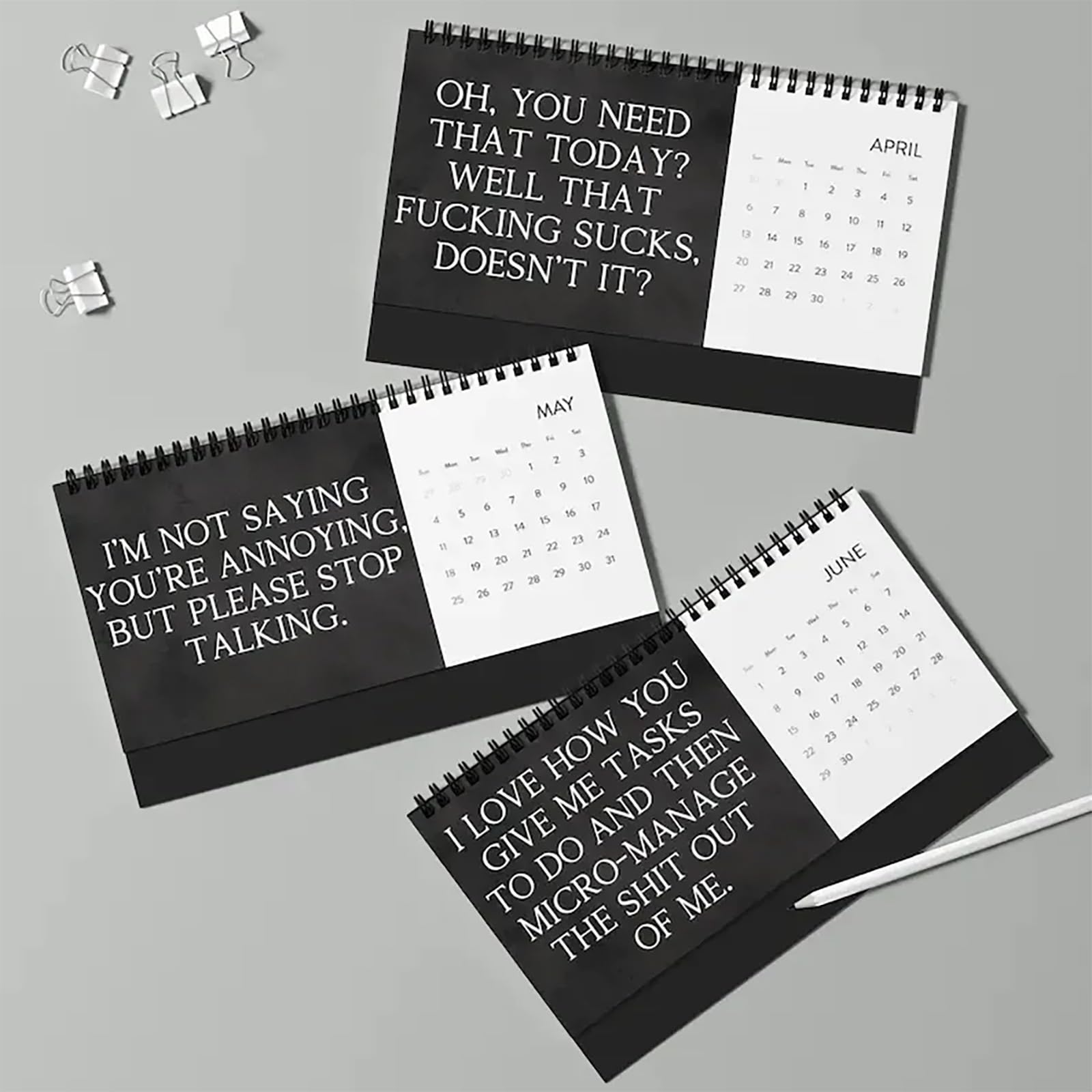 2025 Funny Desk Calendar - Office Humor & Swear Word Affirmations for Coworkers & Friends - Motivational & Demotivational Quotes - Perfect for Workplace, Home Office & Gifts (1PC)