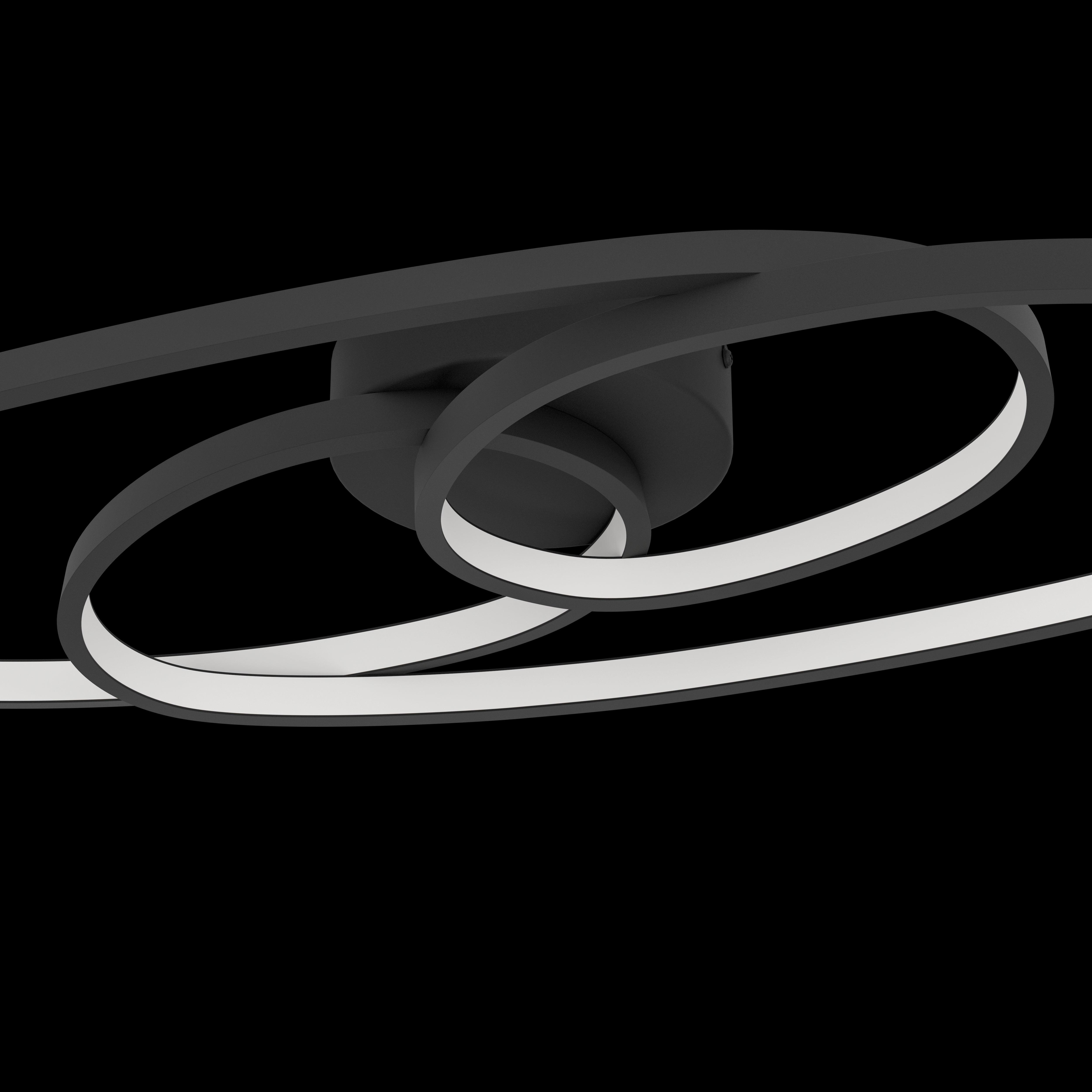 Eglo Gianella Modern LED Flush Mount Ceiling Light Fixture - Black Finish for Bedroom, Living Room, and Hallway Lighting