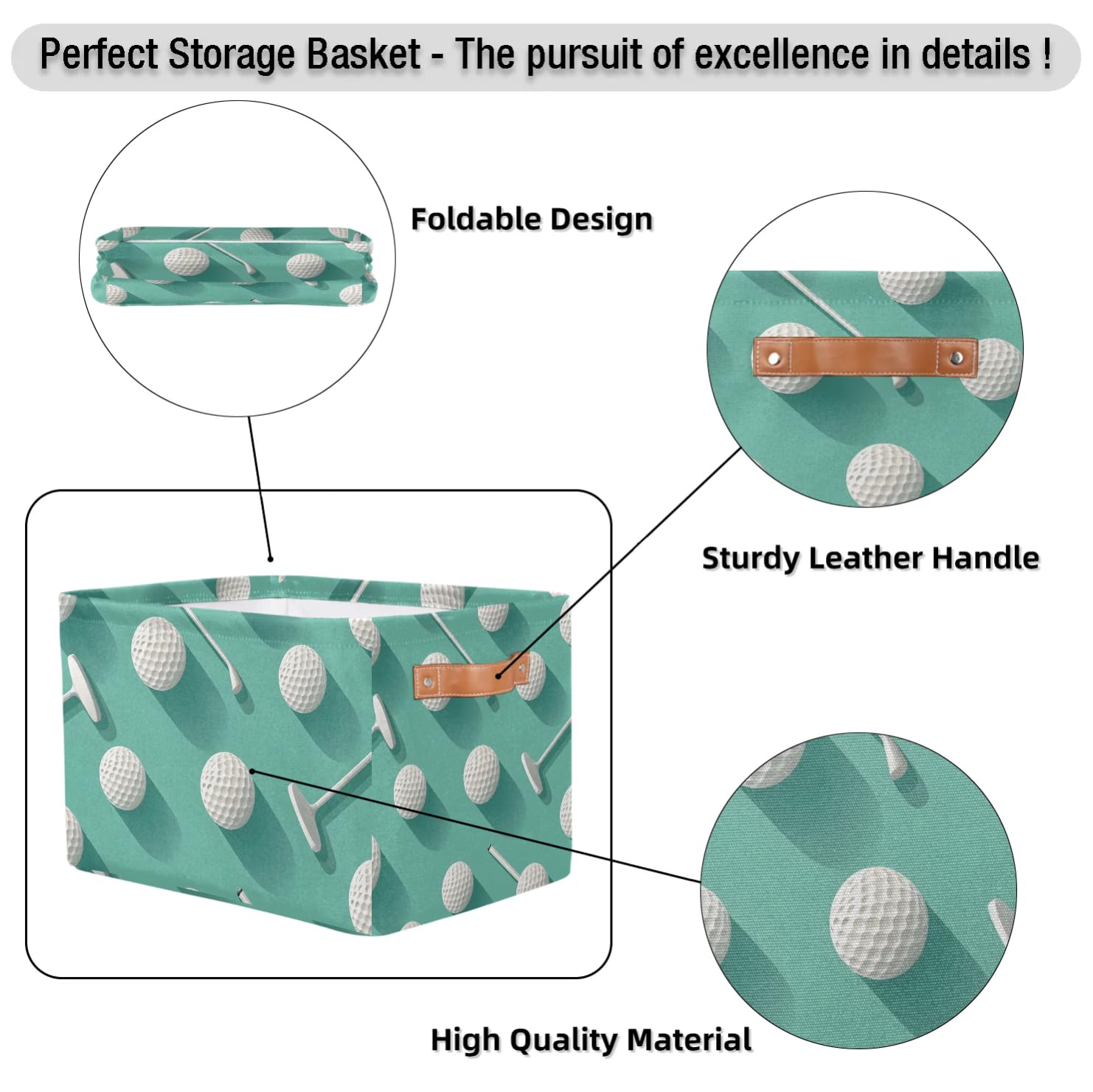2-Pack Cyan Storage Baskets with Handles - Multi-Purpose Organizer for Golf Equipment, Toys & Closet Storage | Durable Storage Bins for Home, Office & Garage Organization