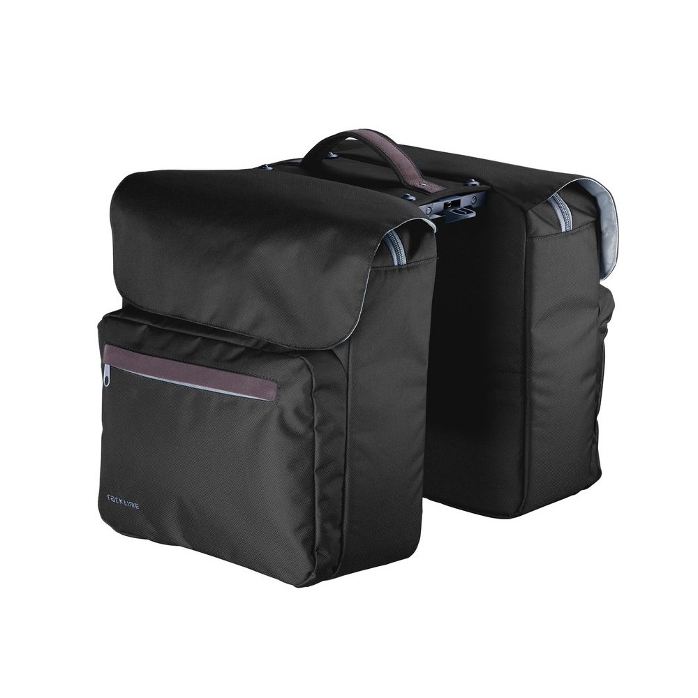 Racktime Unisex Adult Bike Pannier Rack Bag - Double Sided Waterproof Cycling Commuter Backpack, Black, Standard Size for Urban Commuting & Bicycle Touring