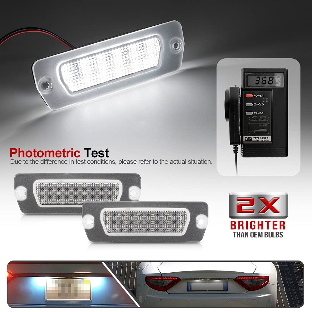 2Pcs LED License Plate Lights for Maserati Coupe 4200/4200 GT/GranTurismo/GranCabrio - Super Bright SMD Xenon White LED Bulbs, Error Free, Easy Installation (Perfect for Night Driving & Car Shows)
