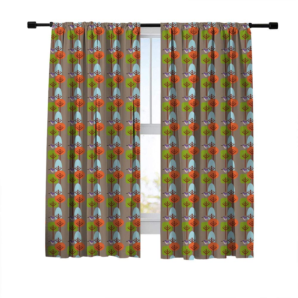 Blackout Curtains for Bedroom, Living Room & Kitchen - Thermal Insulated Light Blocking Window Drapes with Cute Tree & Bird Design, 29x36 Inches (2 Panels) | Perfect for Home Decor, Privacy & Sleep Enhancement