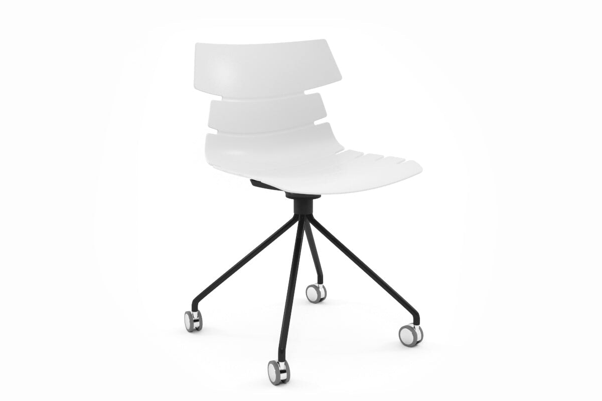 Wave Plastic Chair with Mobile Base - Lightweight, Durable & Stackable for Indoor/Outdoor Use - Perfect for Dining, Patio, Office, or Events